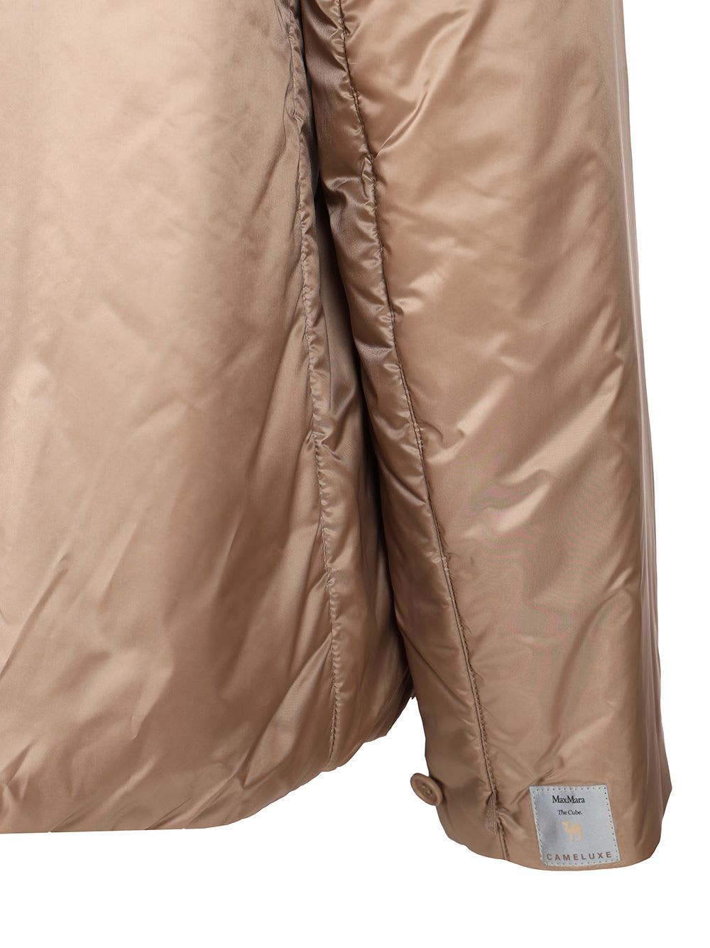 Max Mara The Cube Padded Jacket With Hood Coats Grey In Sand