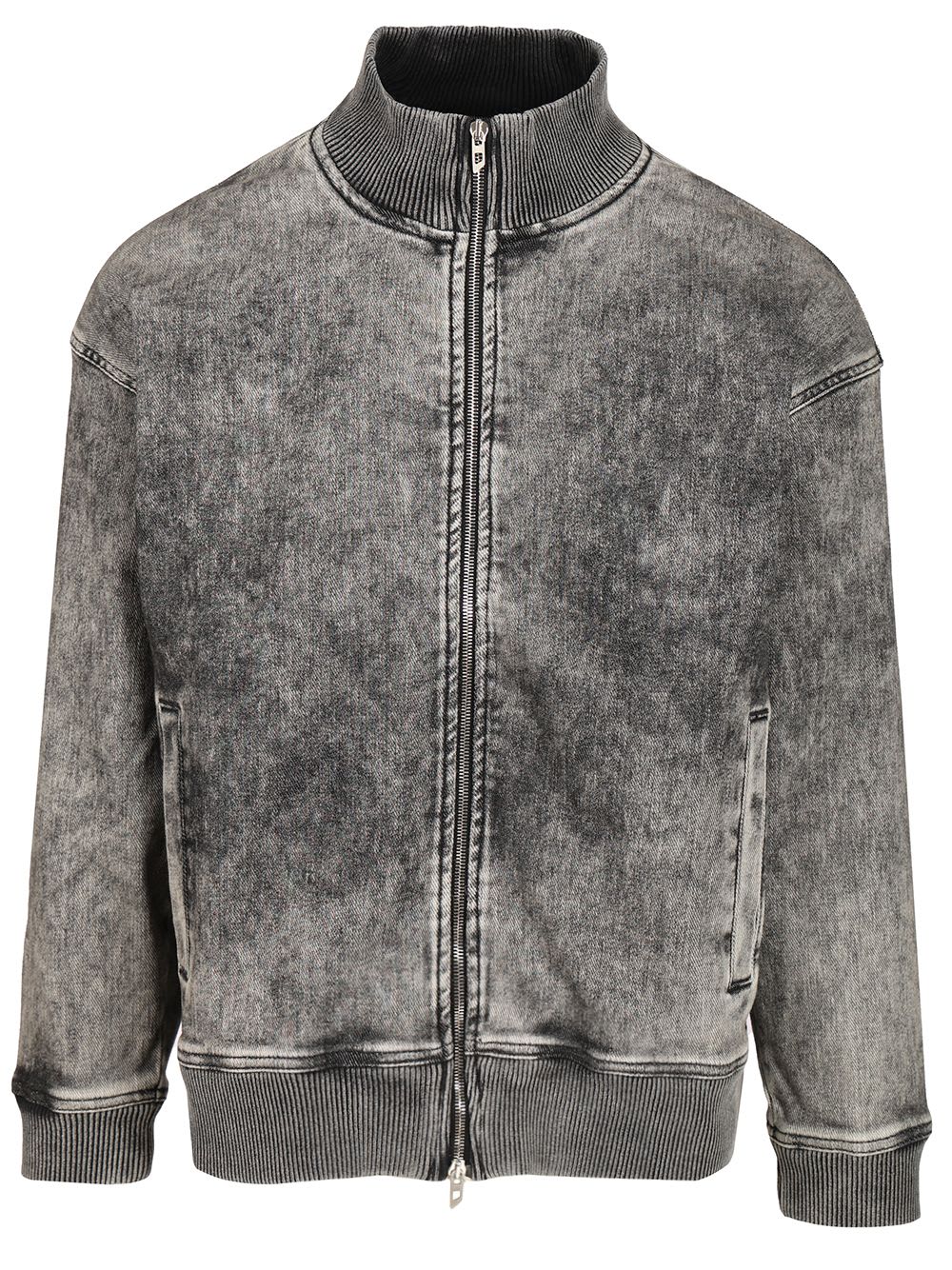 Diesel Track Denim Zip-up Sweater With Oval D