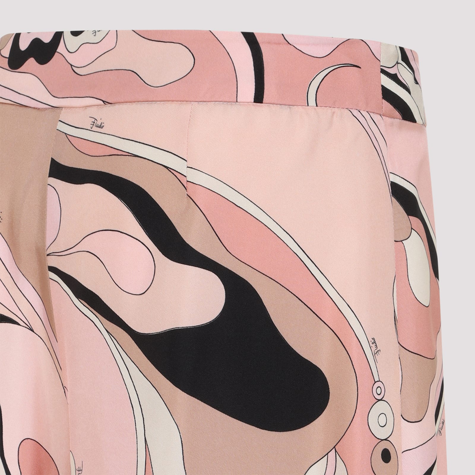 Pucci Silk Twill Orchidee Print Trousers In Nude