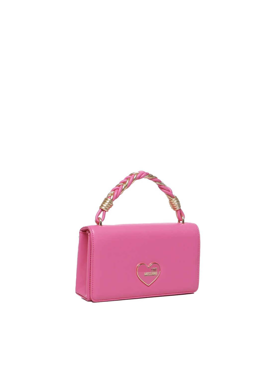 Shop Love Moschino Handheld Handbag With Chain Shoulder Strap In Fuchsia