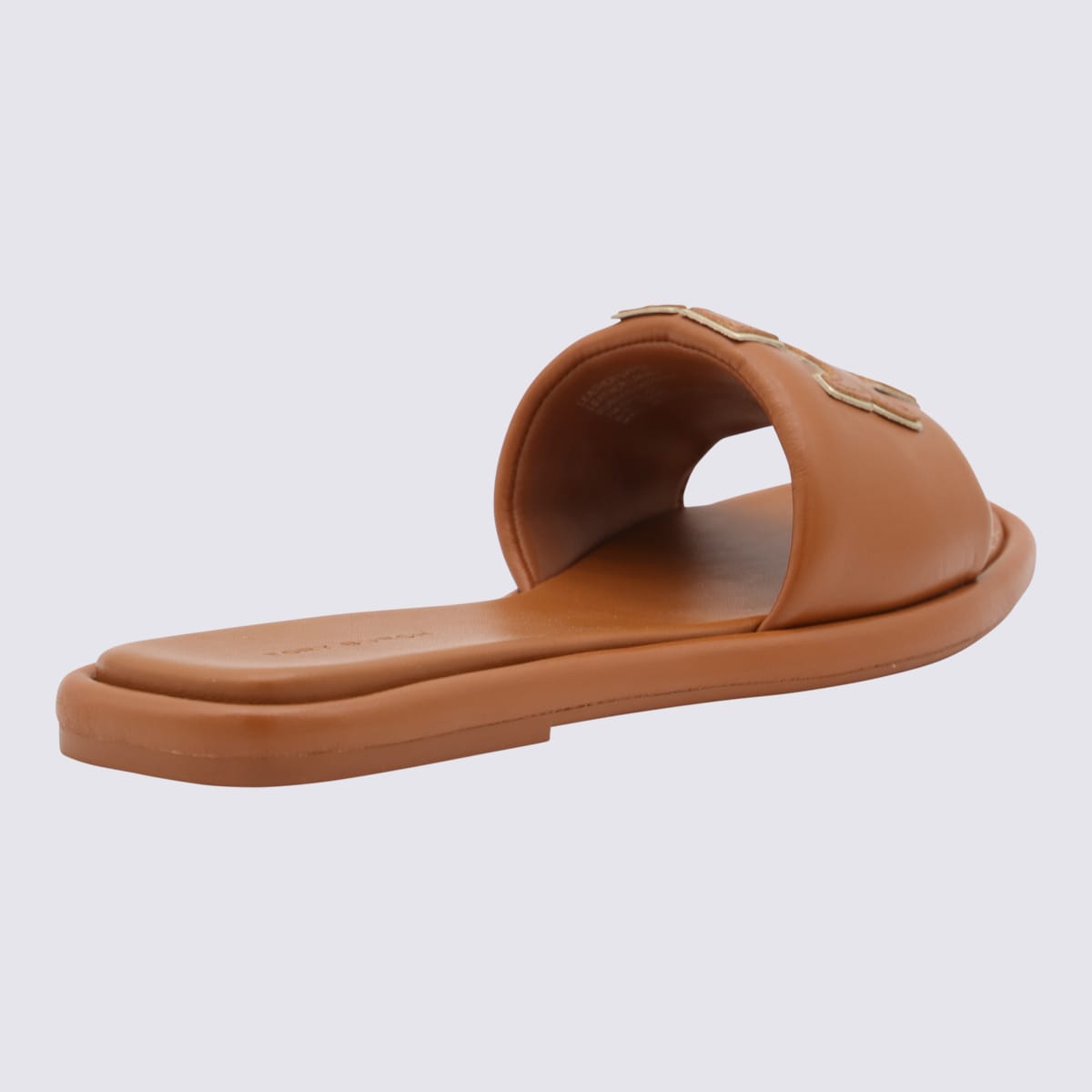 Shop Tory Burch Brown Leather Flats In Bourbon Miele / Gold