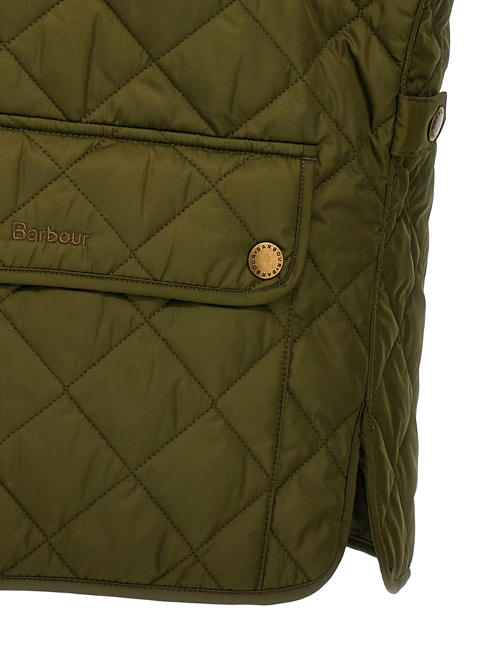 Shop Barbour Quilted Buttoned Gilet In Dk Moss