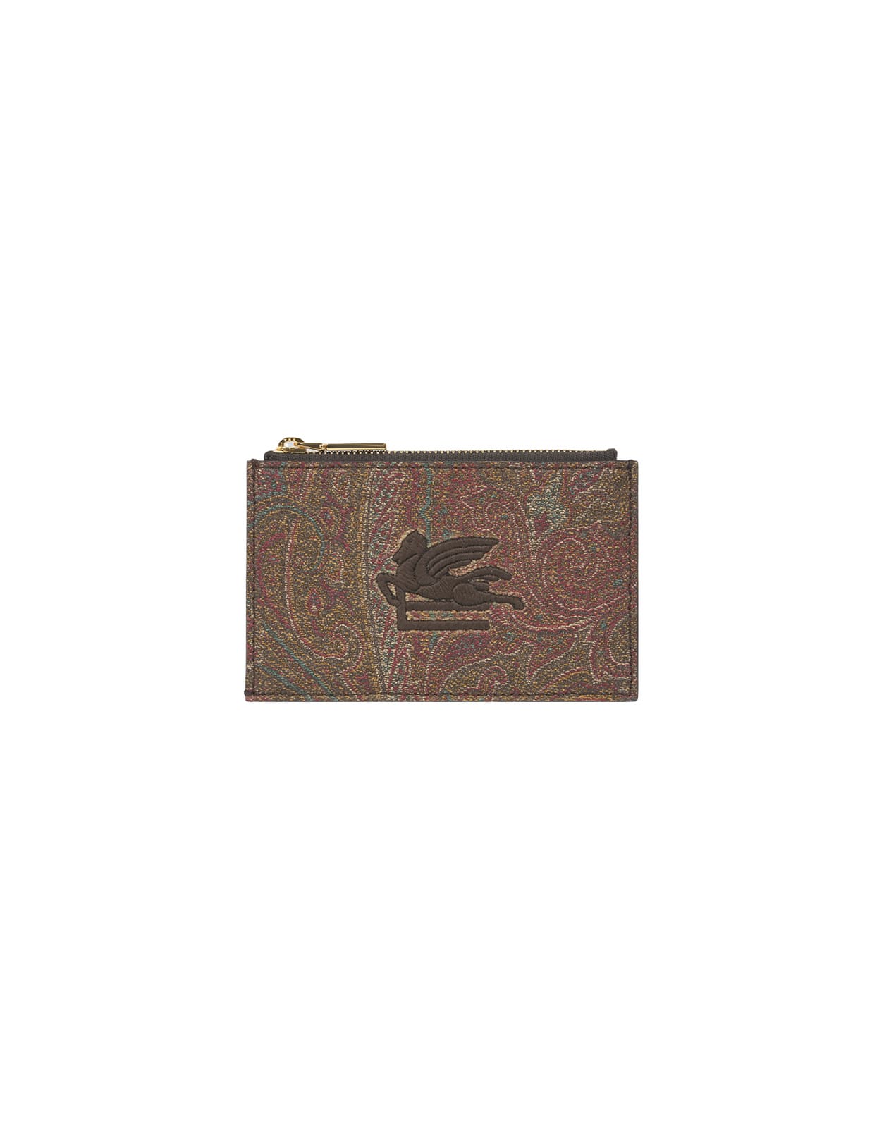 Shop Etro Paisley Wallet With  Pegasus Logo In Brown