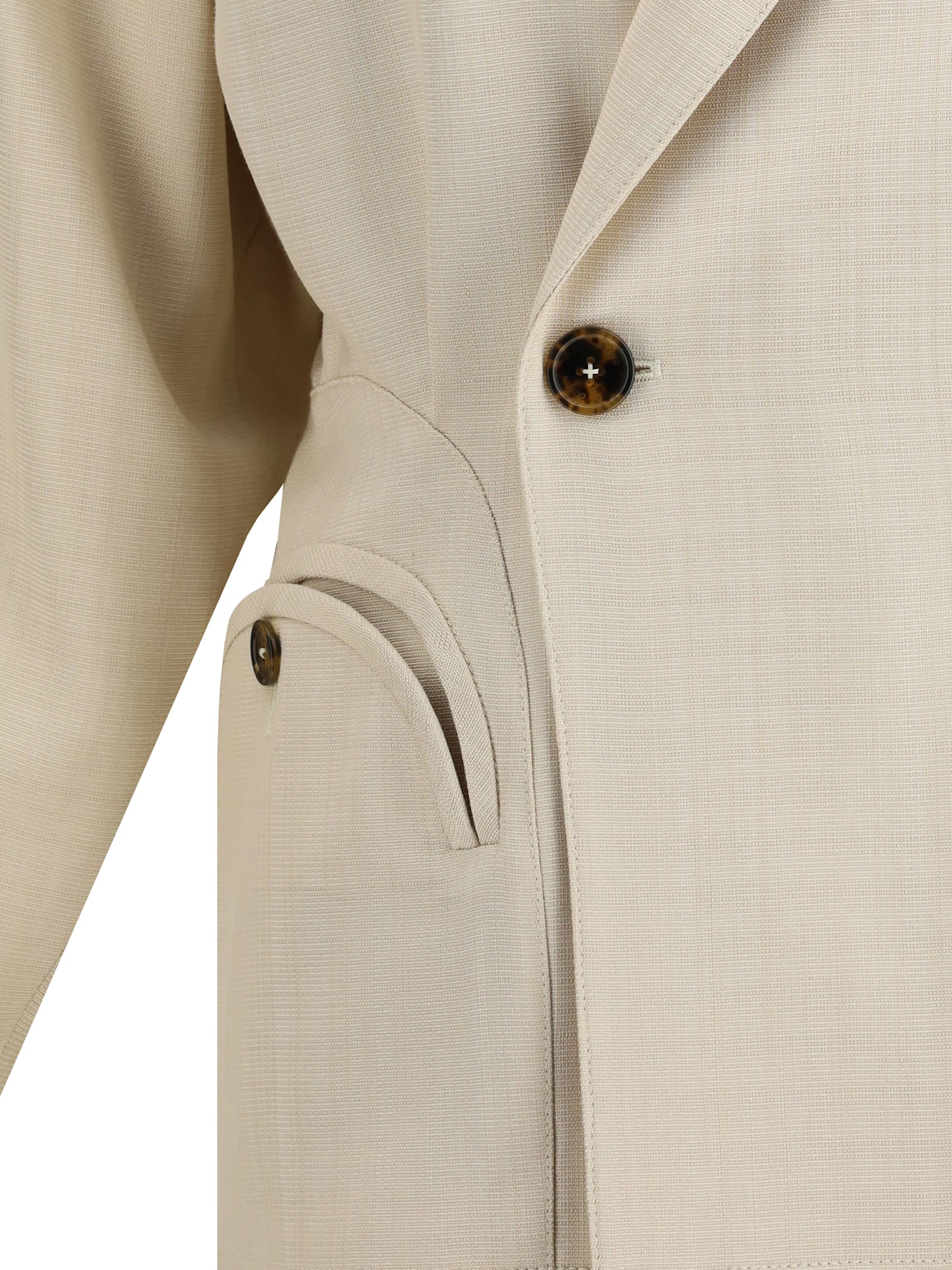 Blazé Milano Sheena Ares Refined Lapel Jacket With Circular Pockets In Ivory