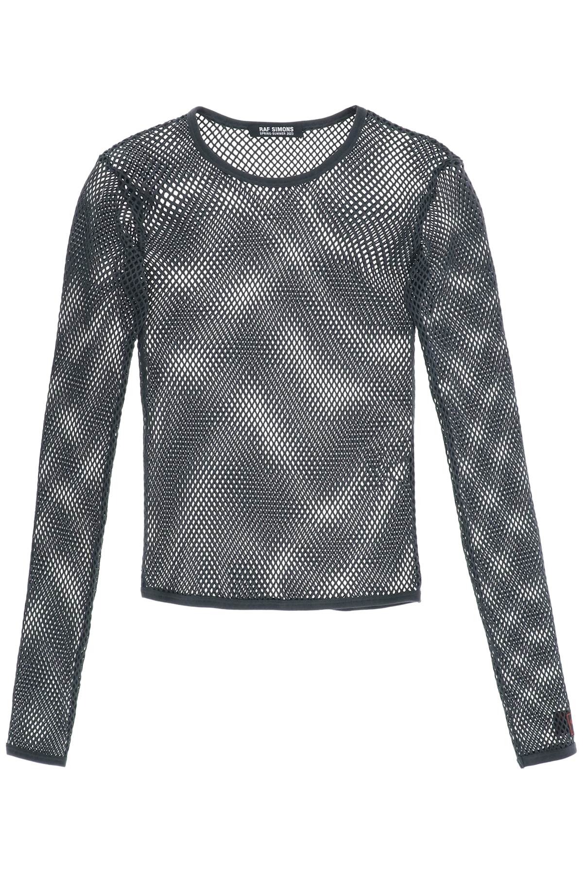 Shop Raf Simons Long Sleeve Fishnet Knit T-shirt In Dark Grey (grey)