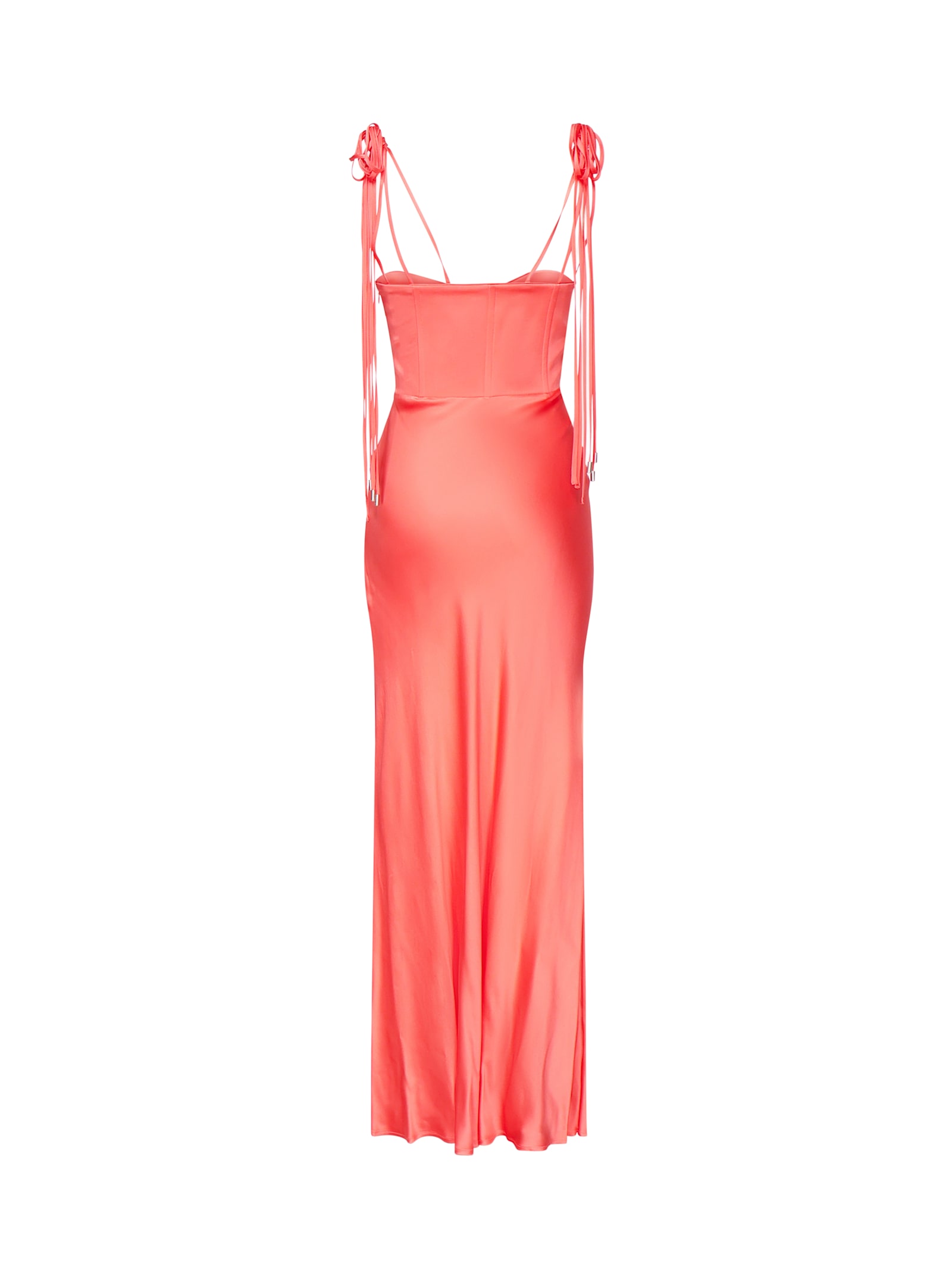 Pinko Robe Longue Élégante En Satin Brillant In Pink
