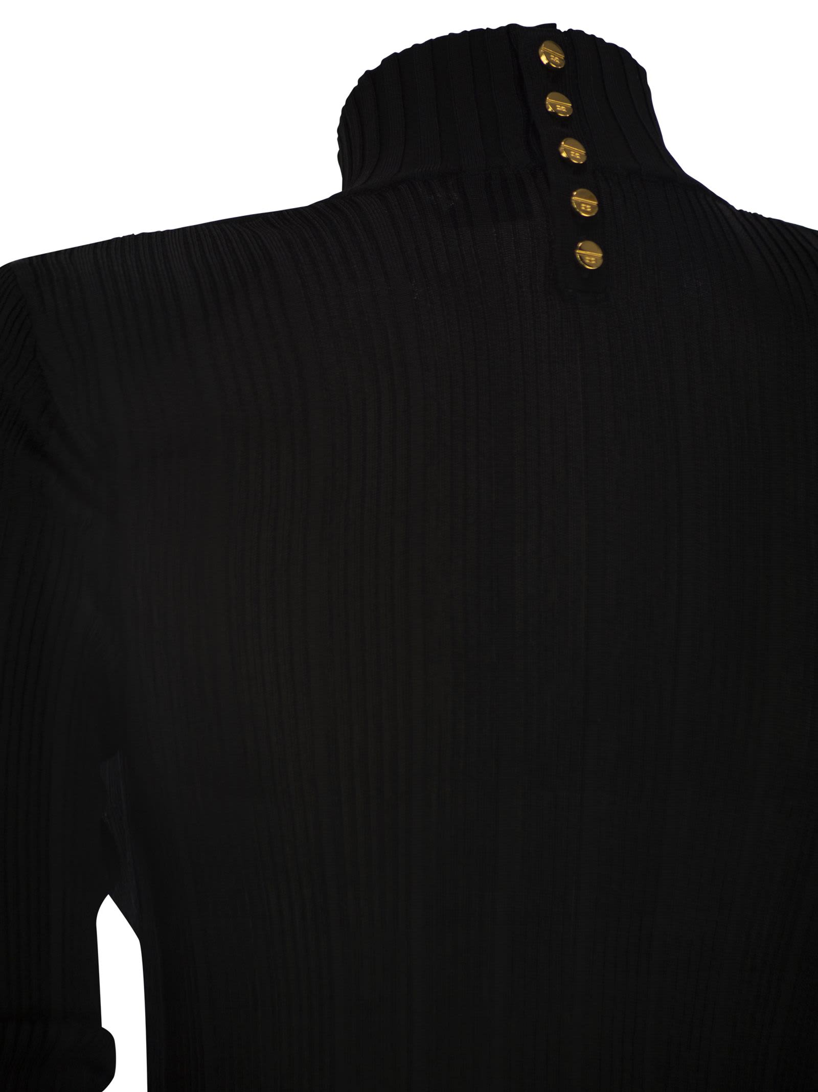 Elisabetta Franchi Black Viscose Yarn Sweater With Logo Details In Black