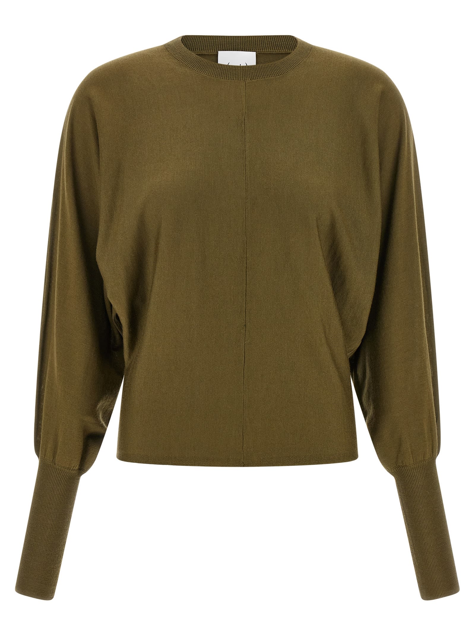Nude Crewneck Wool Sweater With Bat Sleeves In Green