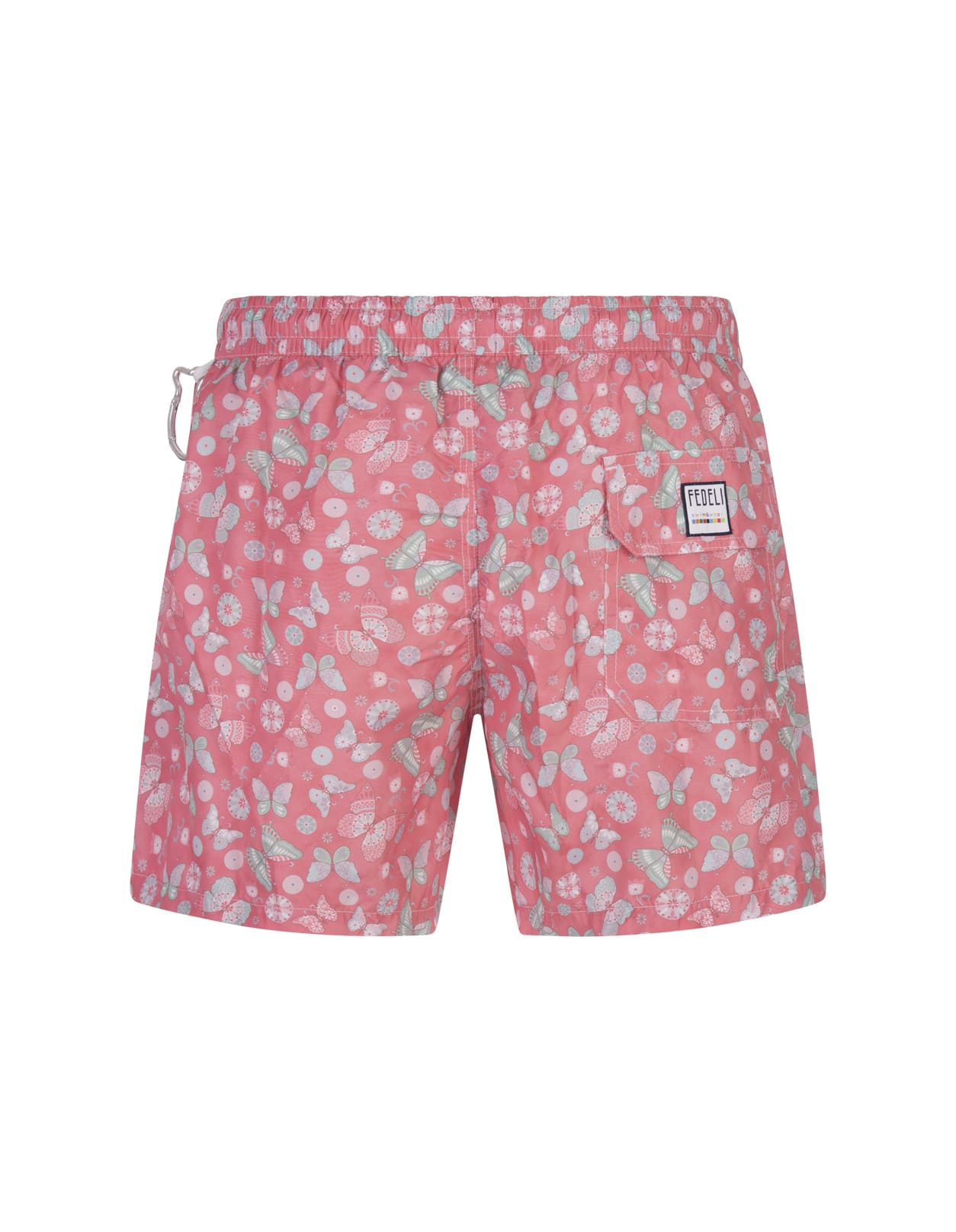 Shop Fedeli Pink Swim Shorts With Butterfly Print