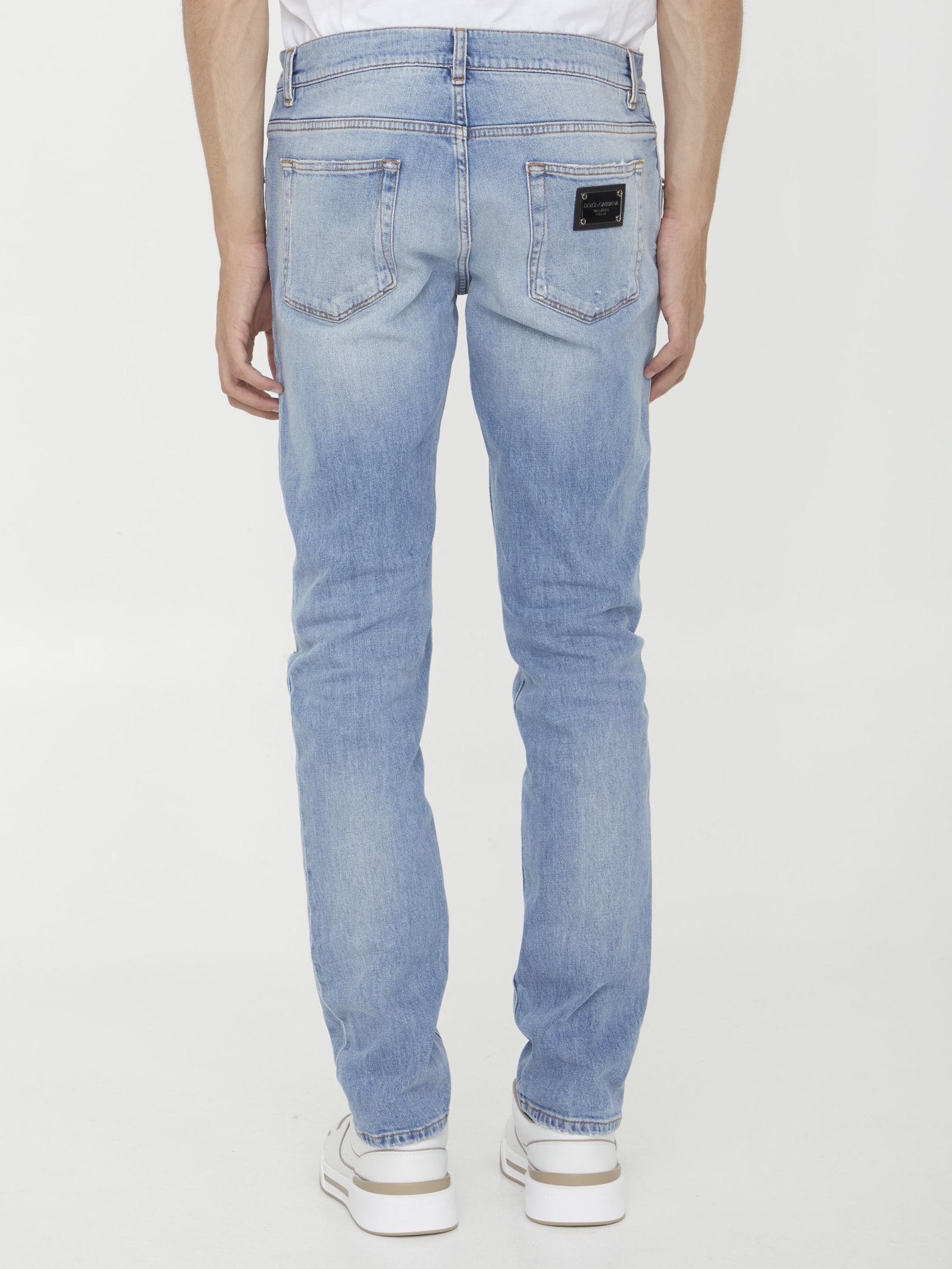 Shop Dolce & Gabbana Skinny Denim Jeans In Clear Blue
