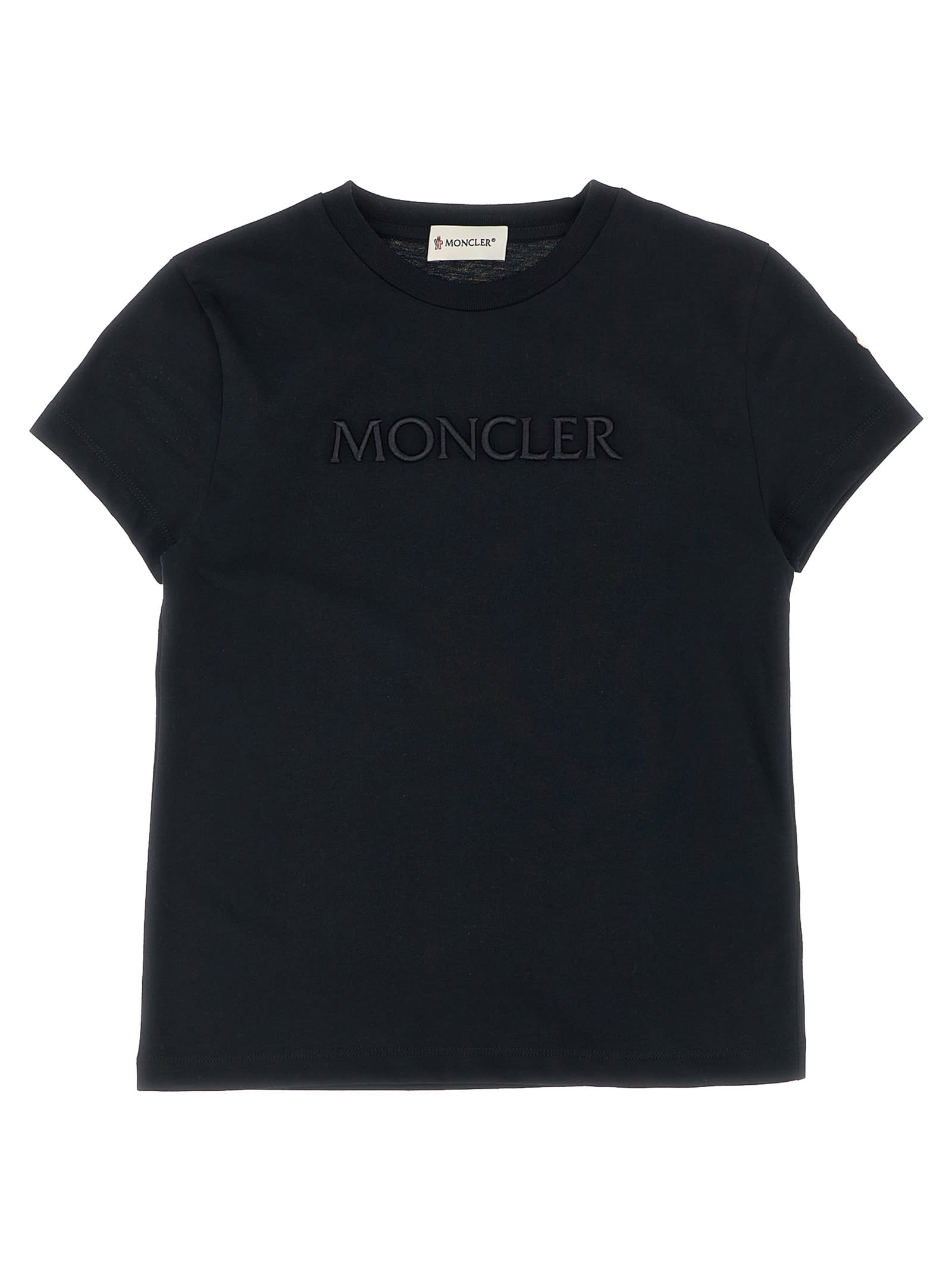 Moncler Logo Embroidery T-shirt In Black