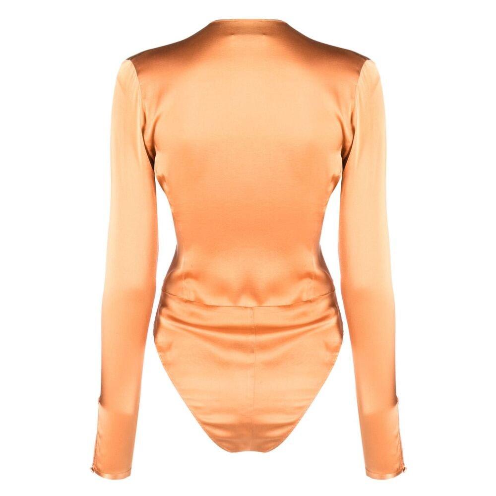 Shop Forte Forte V-neck Wrap Bodysuit In Orange