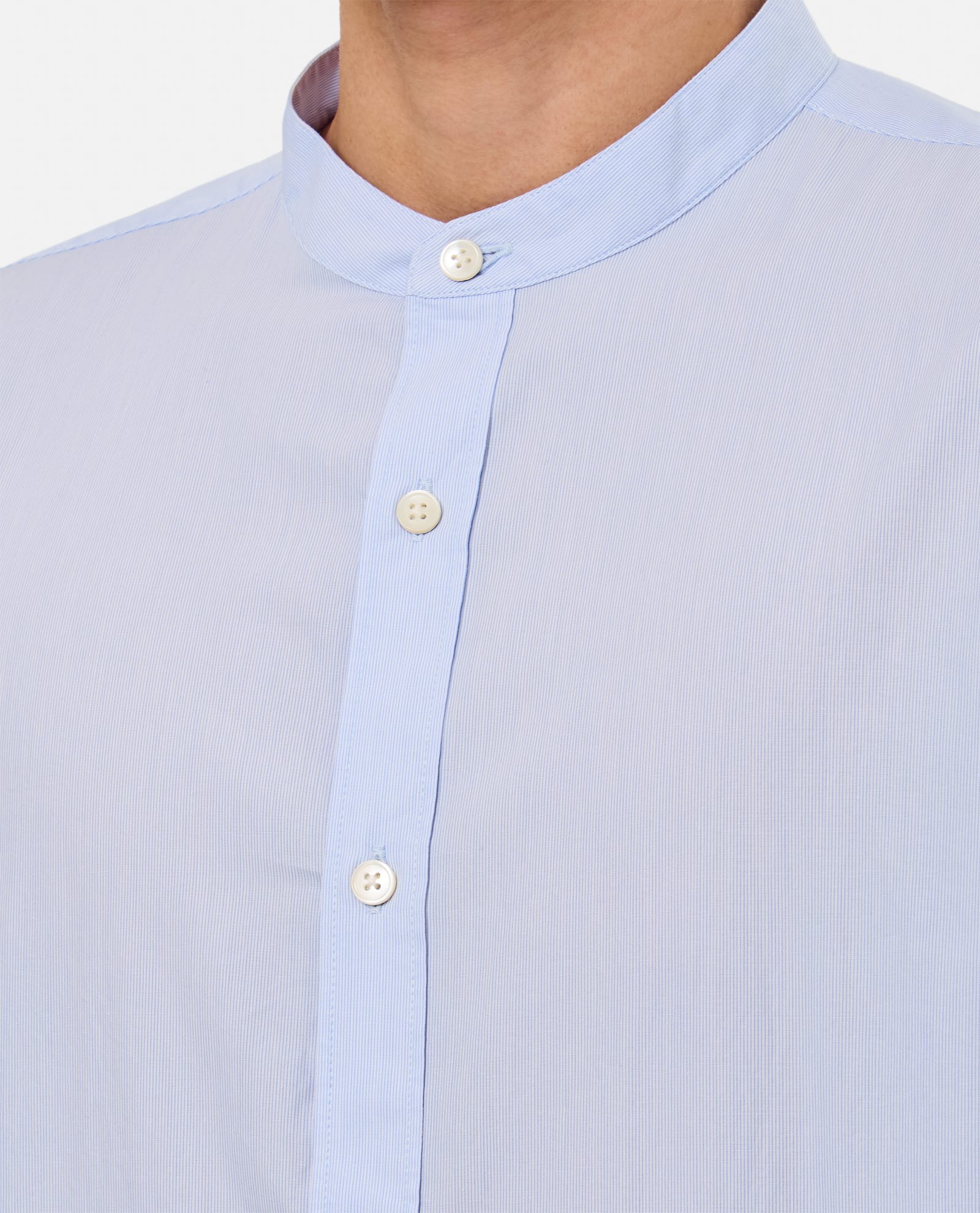 Shop Closed Collarless Shirt In Blue