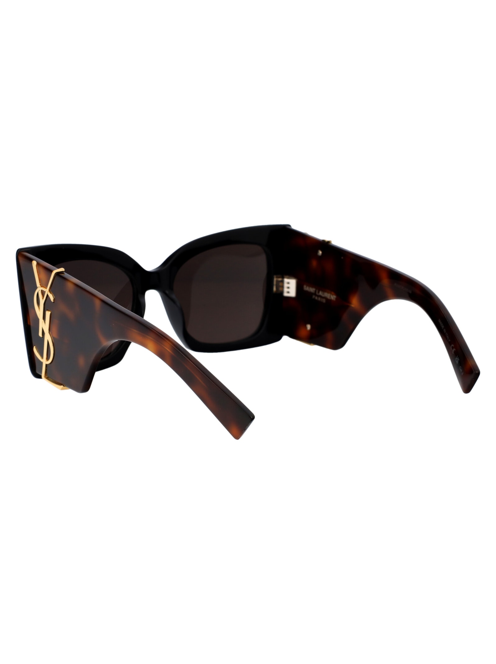 Shop Saint Laurent Sl M119 Blaze Sunglasses In 003 Black Havana Black