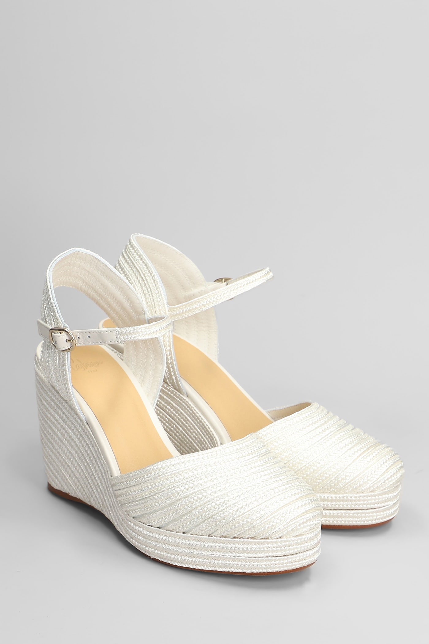 Shop Castaã±er Carolyn-142 Wedges In White Fabric