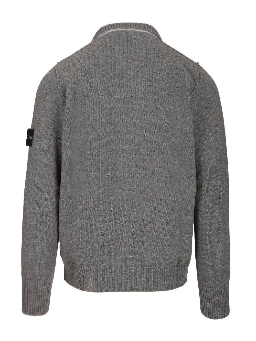Stone Island Knit Button-up Jumper In Lamb Wool And Nylon Blend In Gray