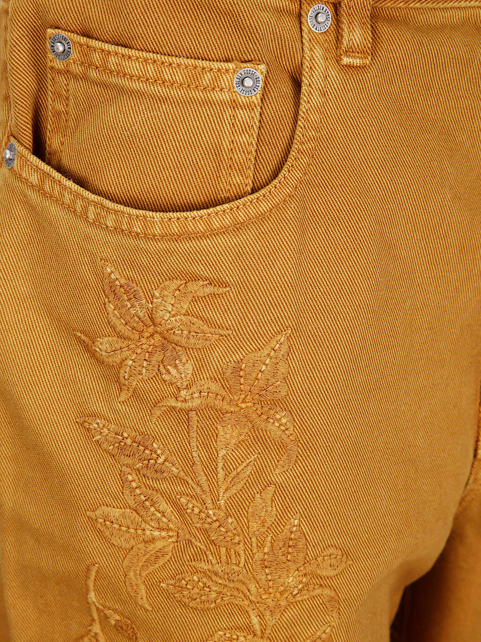 Golden Goose Journey Ws Pant Kim Long Leg Garment Dyed Embroid In Brown