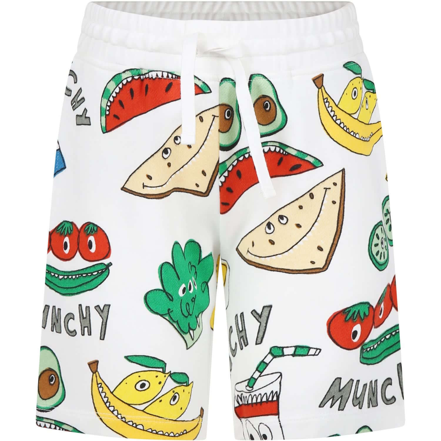 Stella Mccartney Kids' White Shorts For Boy With Multicolor Print