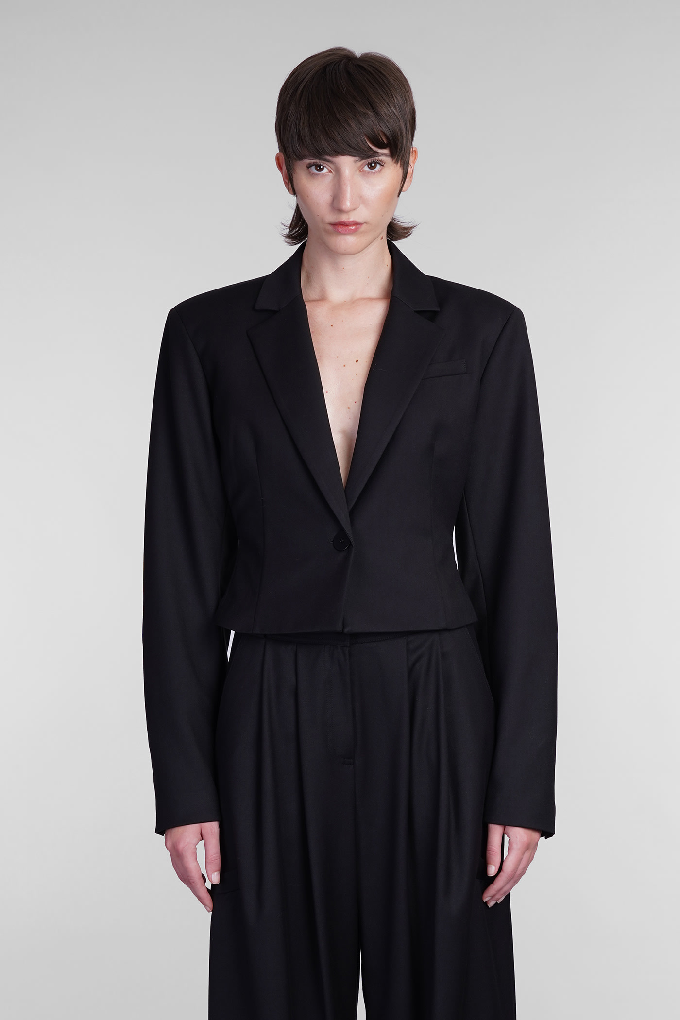 Shop Andreädamo Blazer In Black Polyester