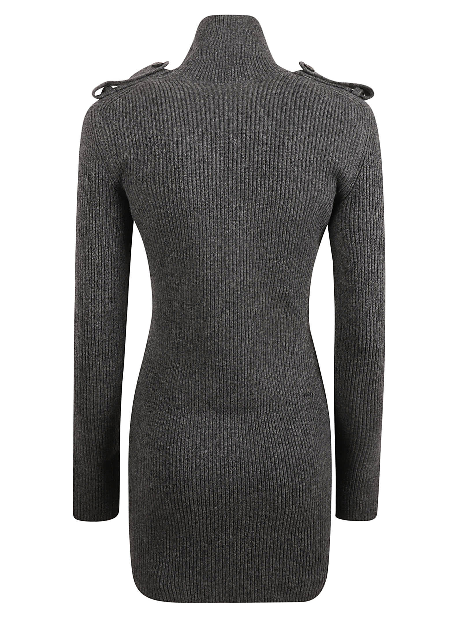 Shop Alexander Mcqueen Ribbed Knit Dress In Grey Mélange