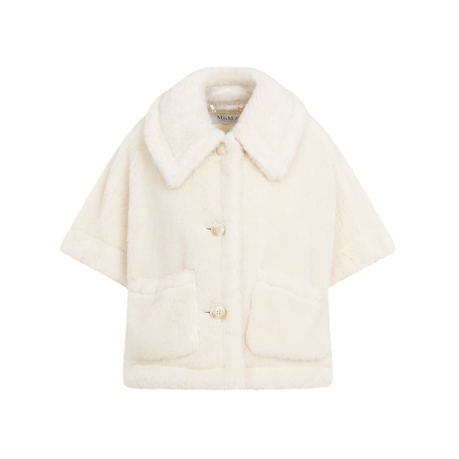 Shop Max Mara Newterzo1 Teddy Cape In Bianco