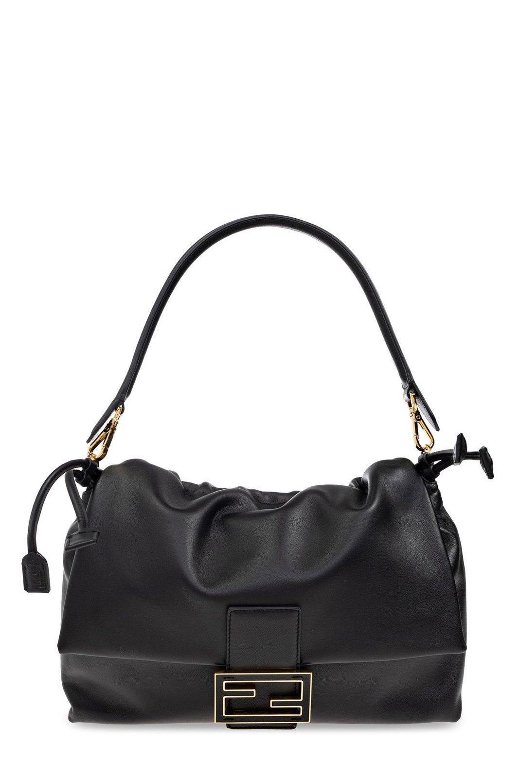 Fendi Mamma Baguette Drawstring Shoulder Bag In Black