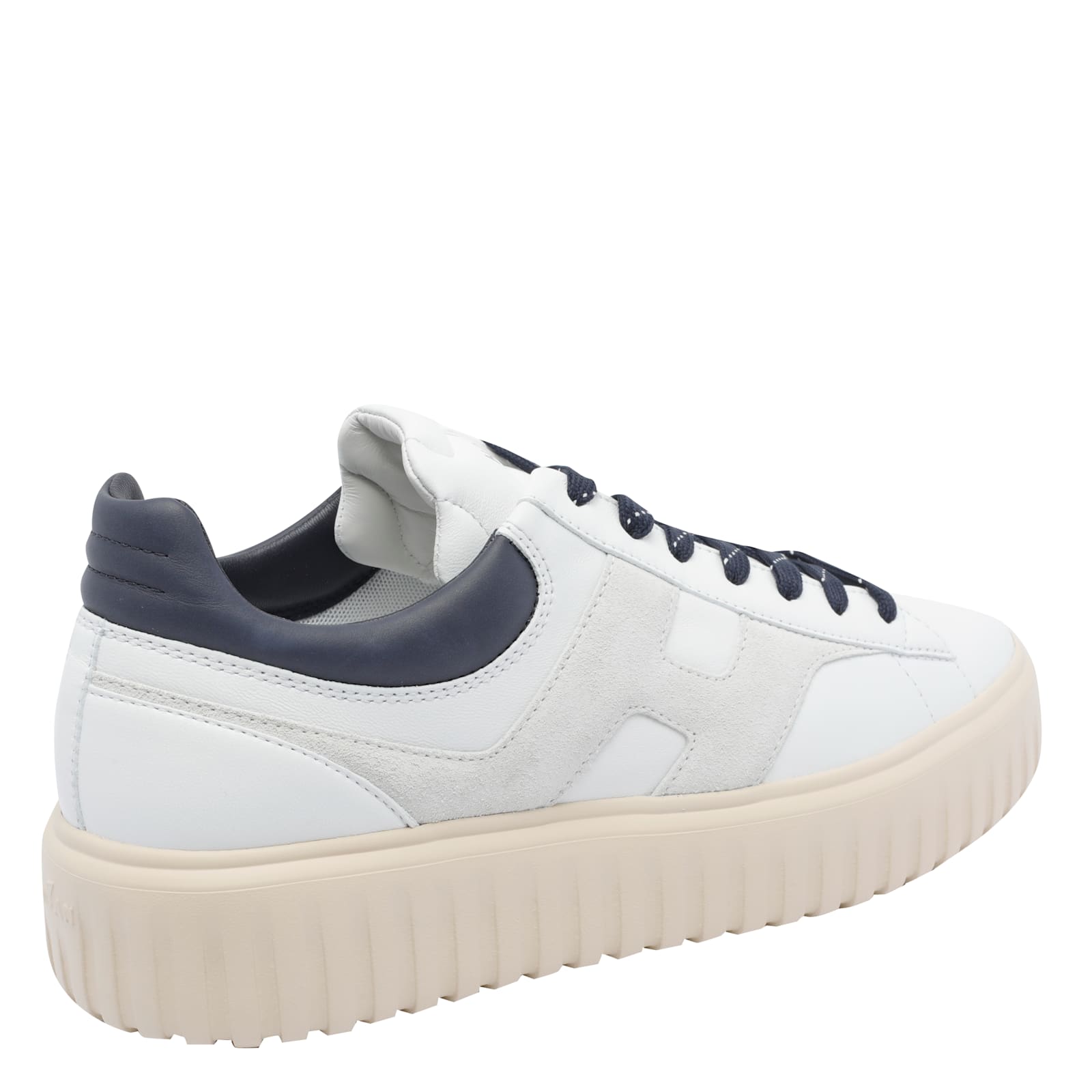 Hogan Lace-up White Sneakers With Logo Patch In White