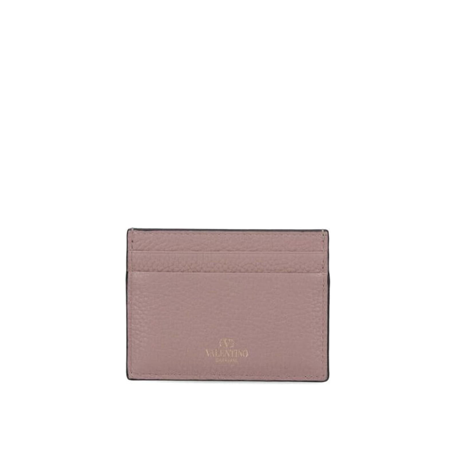 Shop Valentino Garavani Rockstud Card Case In Beige