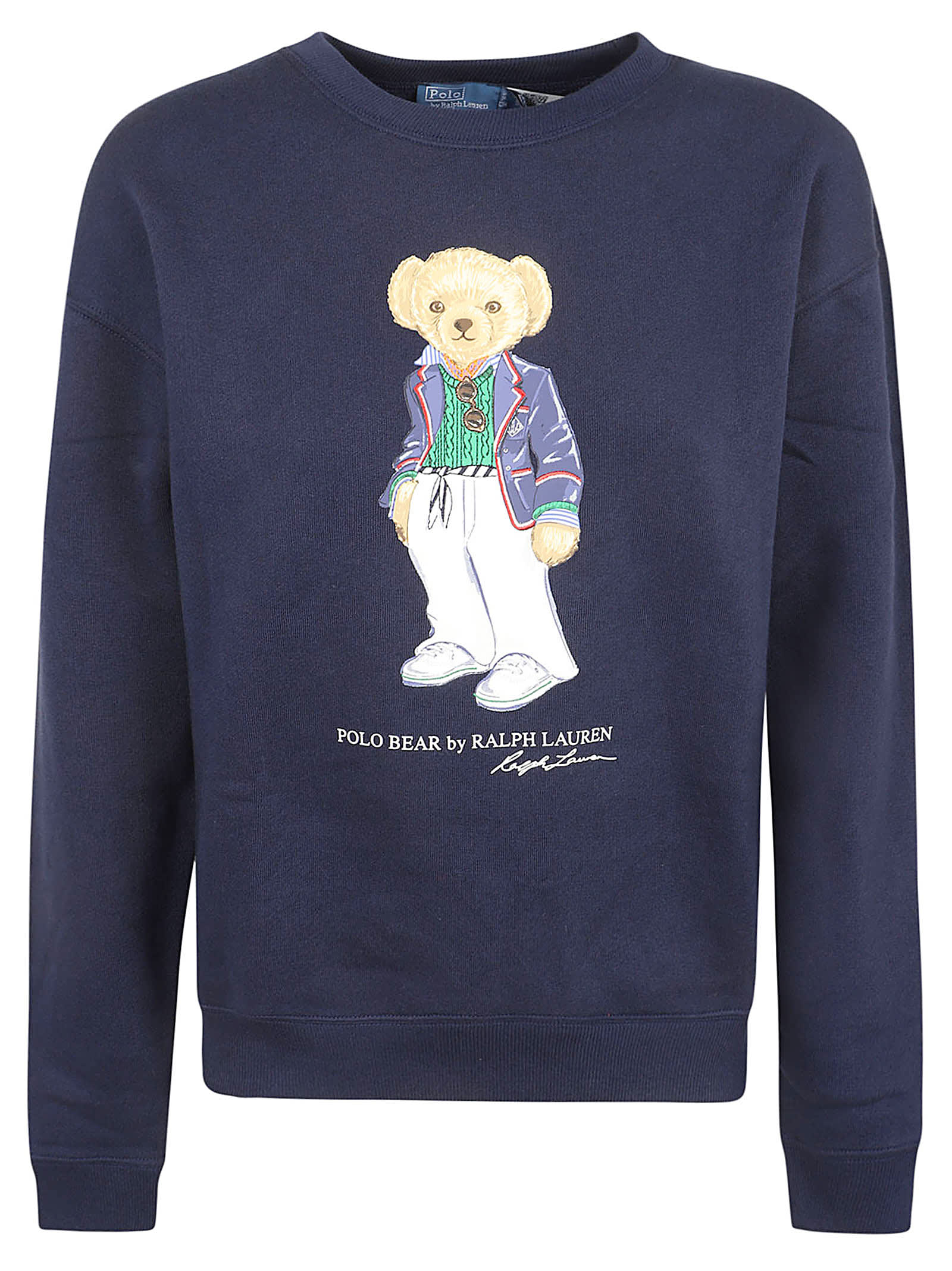 Shop Polo Ralph Lauren Riv Bear Po-long Sleeve-sweatshirt In Cruise Navy