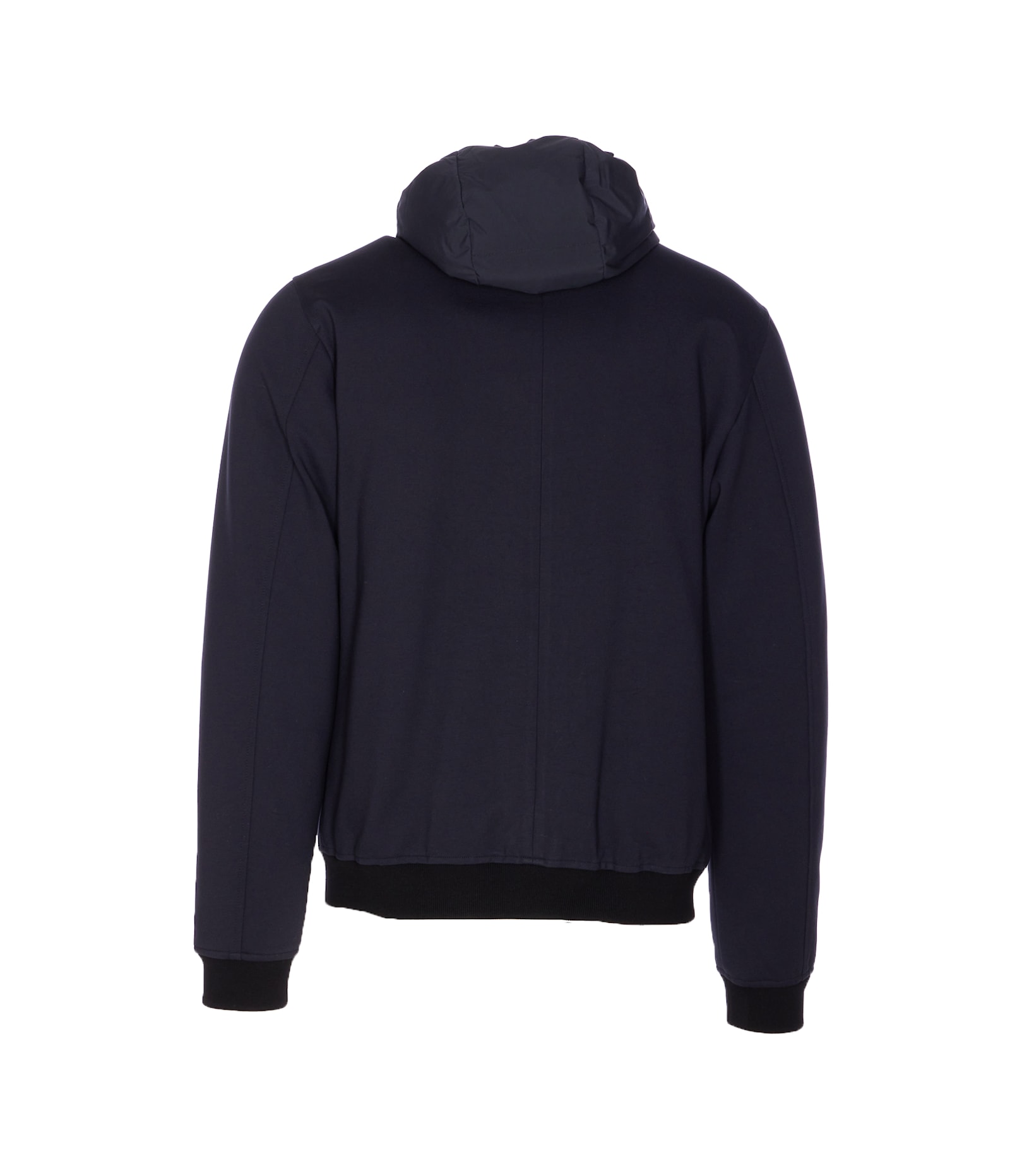 Moorer Padded Jacket With Removable Hood And Zip Pockets In Blue