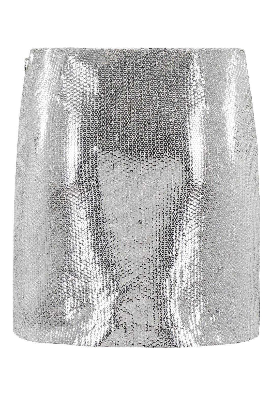 Rotate Birger Christensen Rotate Sequin Mini Skirt With Fitted Silhouette In Silver