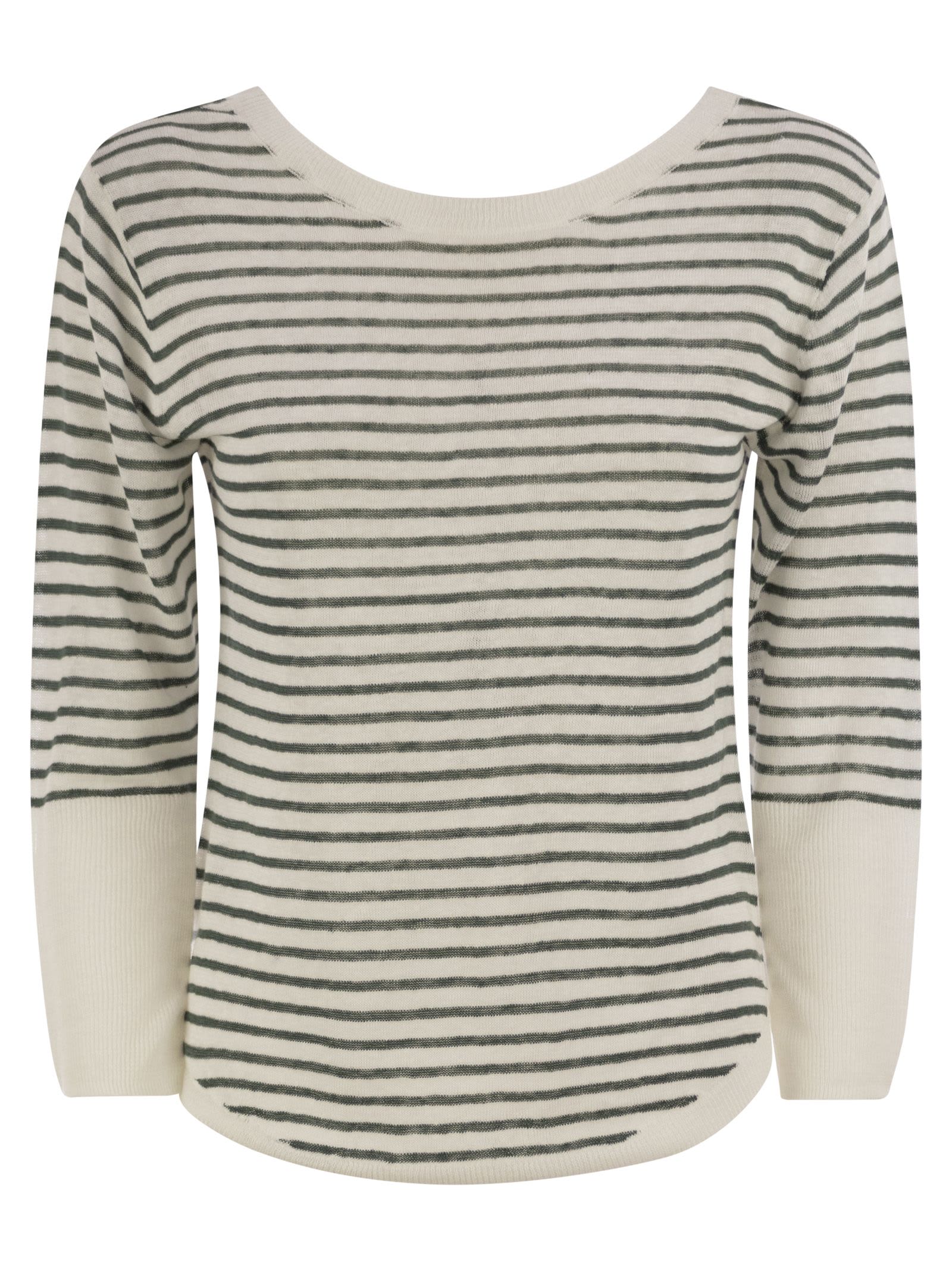 Striped Linen Boat Neck T-shirt