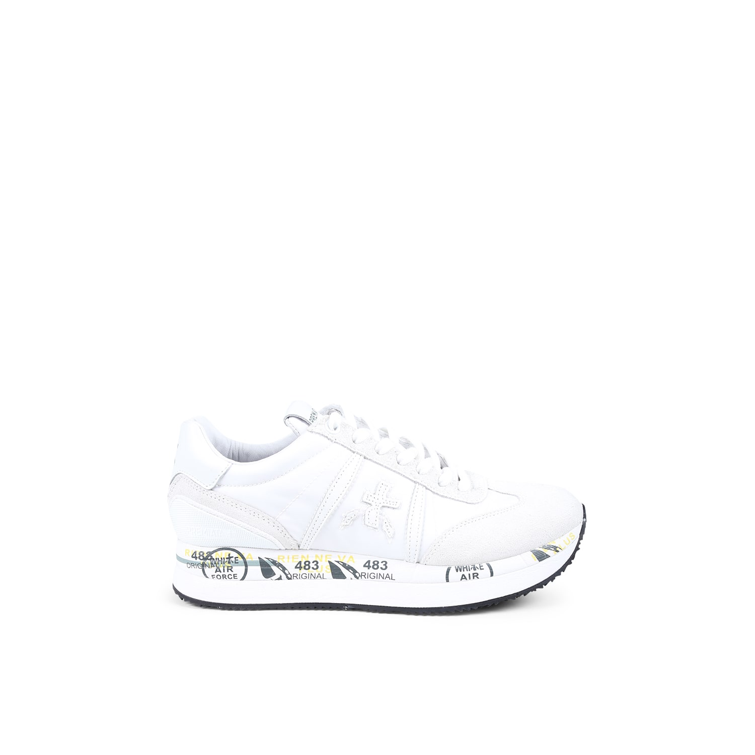 Shop Premiata White Sneakers For Woman With Logo In Green