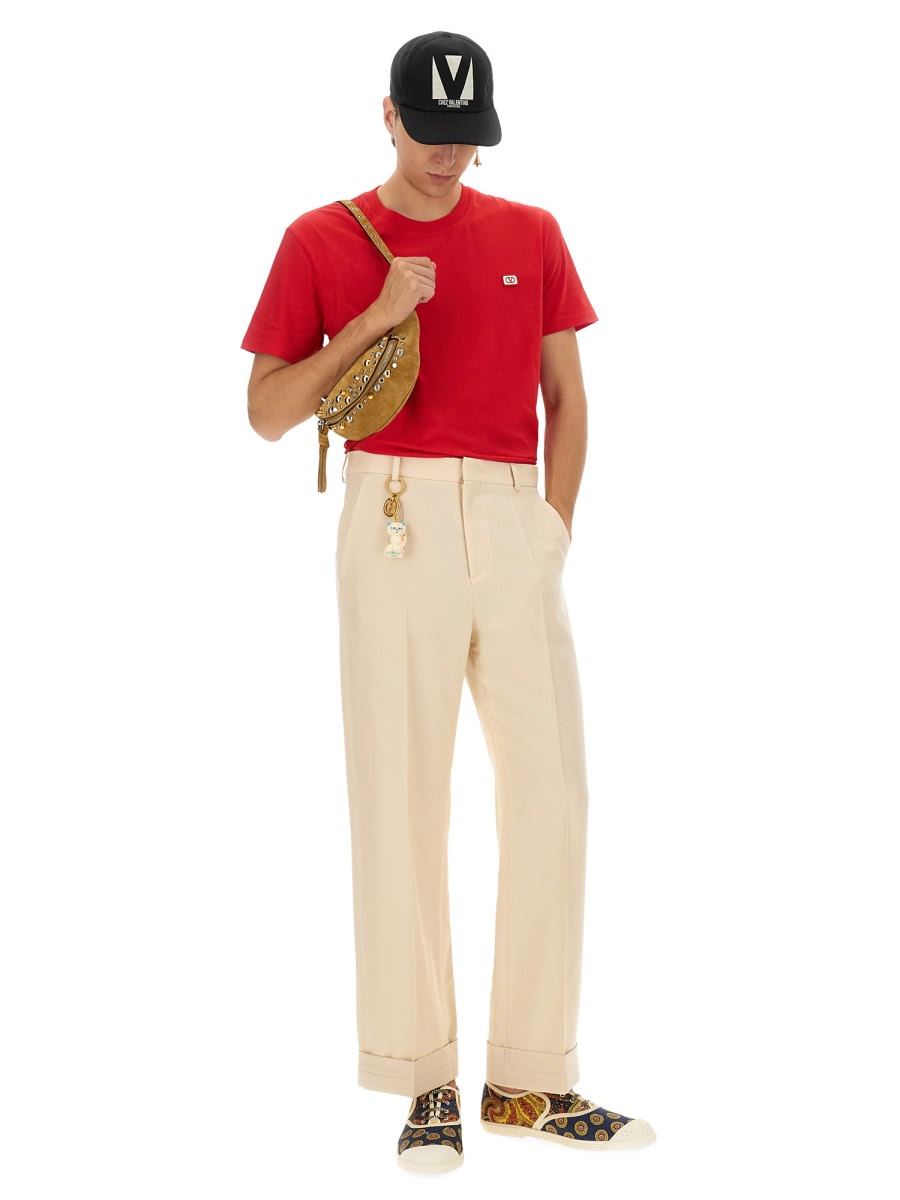 Valentino Cotton T-shirt With Vlogo Patch In Red