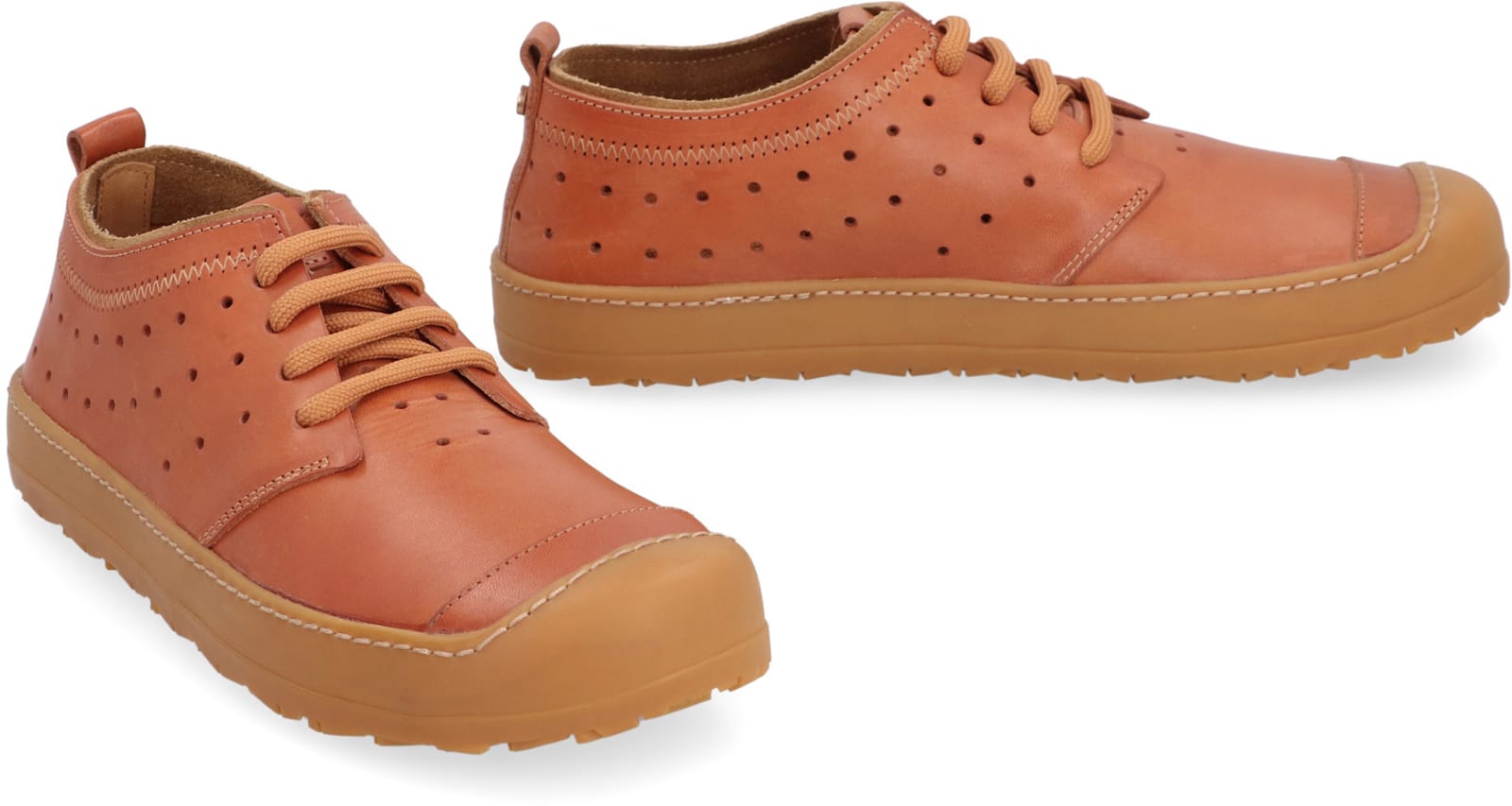 Volta Leather Low-top Sneakers In Saddle Brown