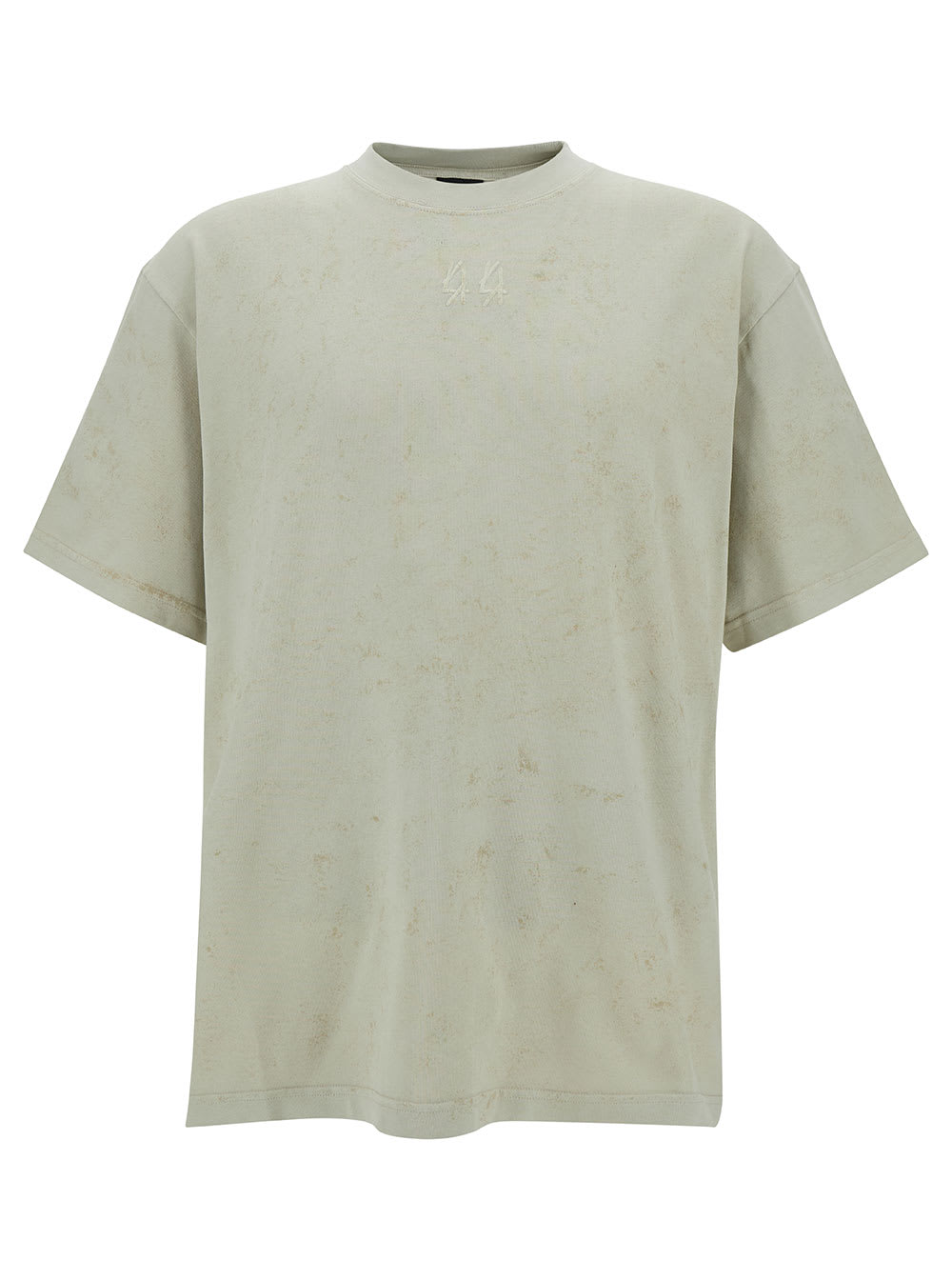 Beige T-shirt With Logo Embroidery And Cut-out In Cotton Man