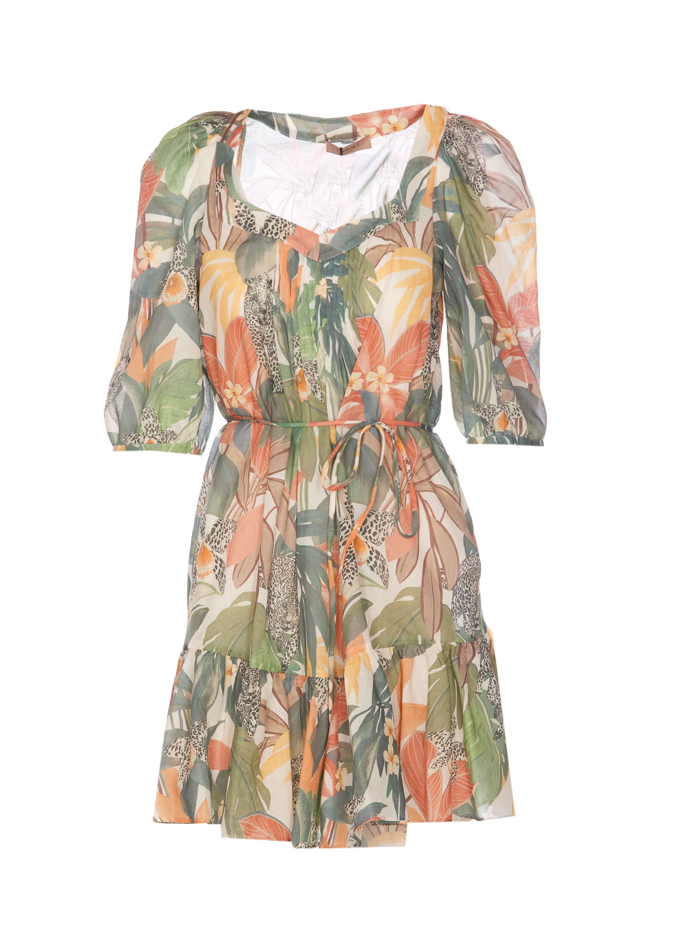 Shop Twinset Jungle Print Dress In Green