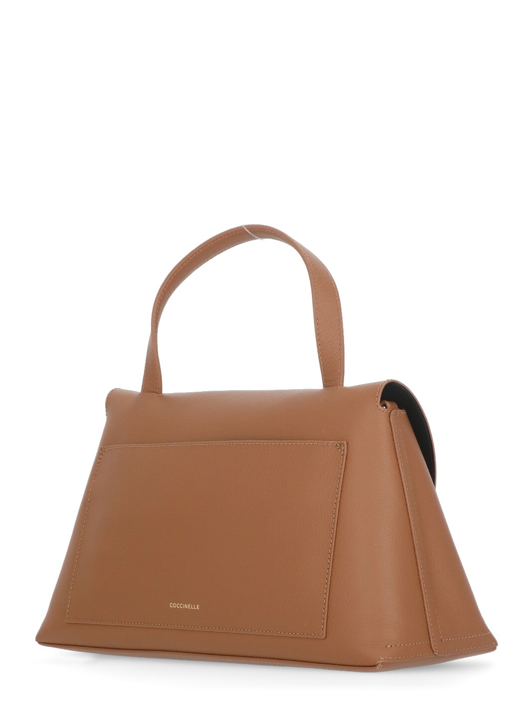 Coccinelle Curved Top Handbag With Circular Detail And Detachable Shoulder Strap In Brown