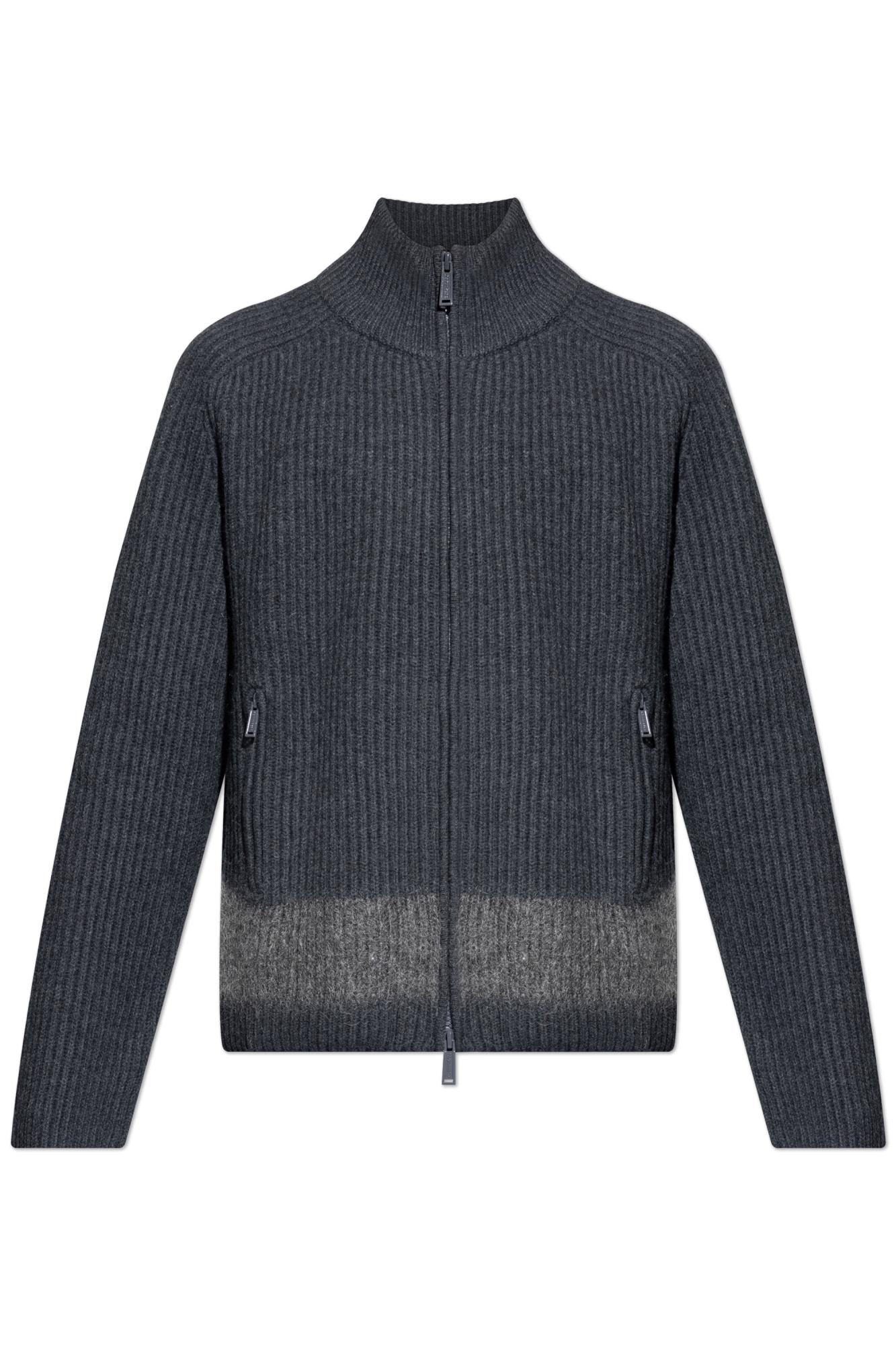 Dsquared2 Full-zip Cardigan With Mohair Inlay In Gray