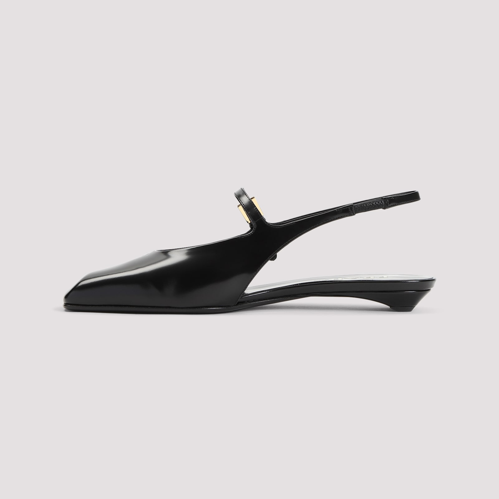 Prada Mary Jane Patent Pointy-toe Slingback Ballerina Flat In Nero