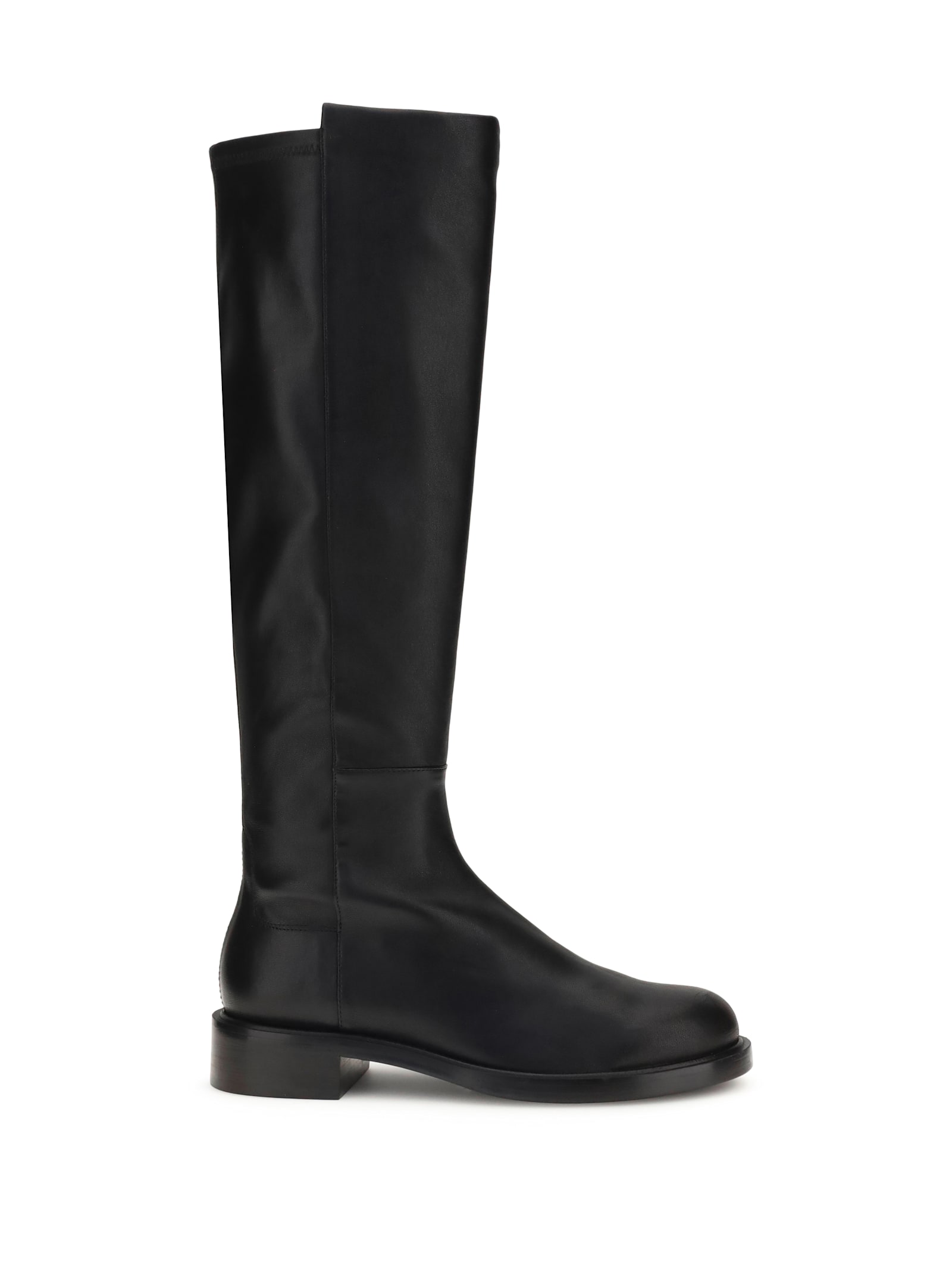 Stuart Weitzman Black Nappa Leather And Fabric Celia Boots In Black
