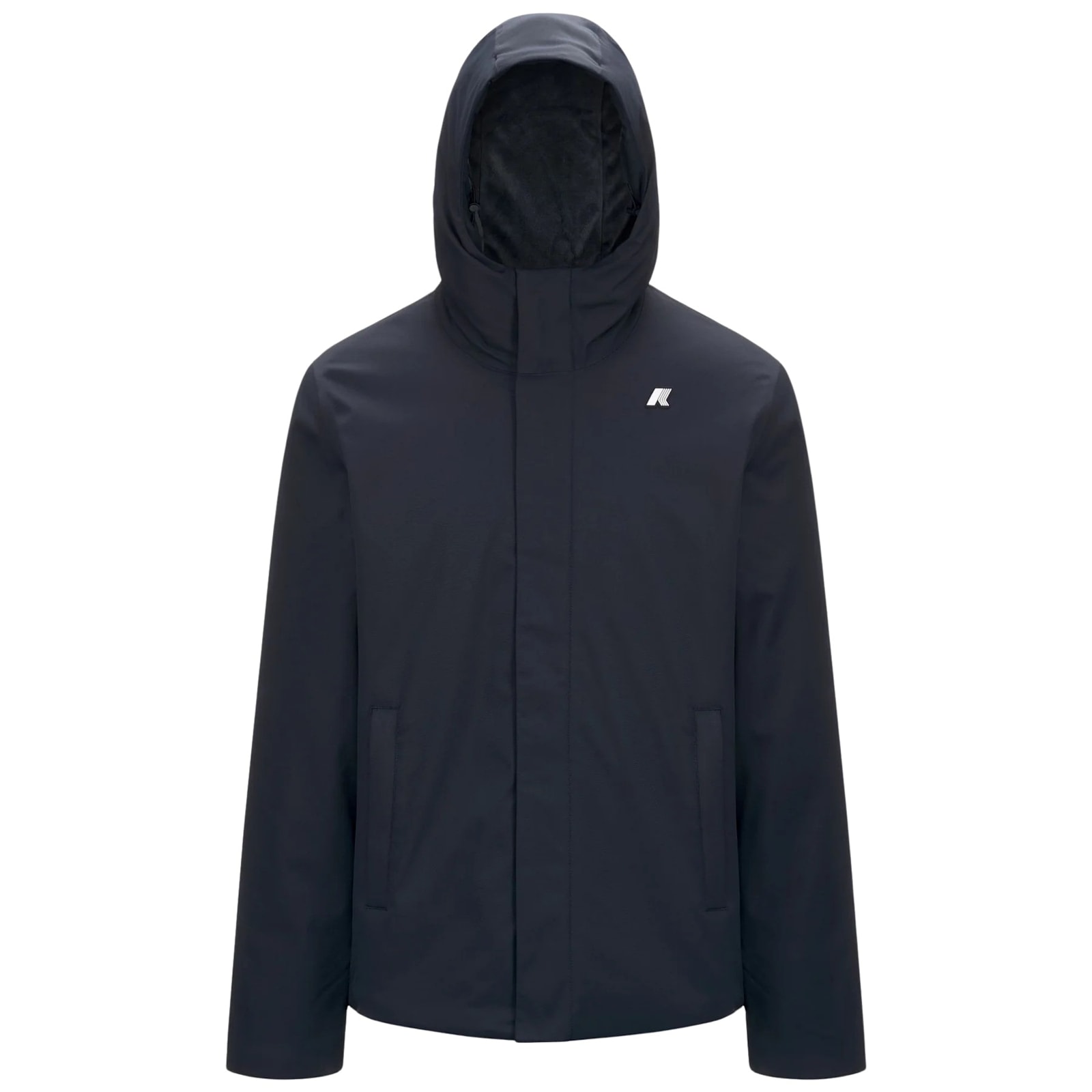 K-way Short Jacket With Adjustable Hood In Blue Dblue A