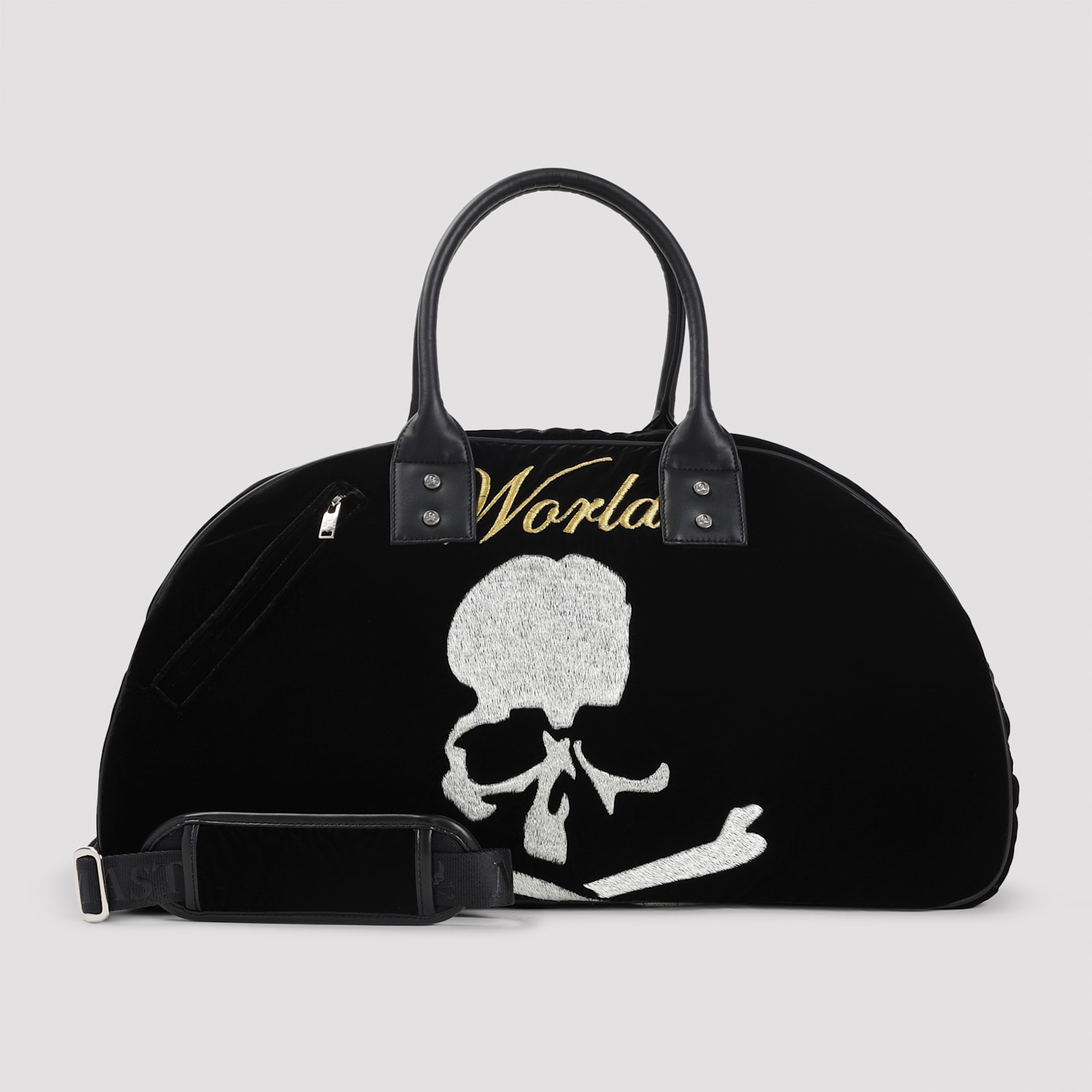 Mastermind Japan Skull Embroidered Velvet Duffle Bag In Black