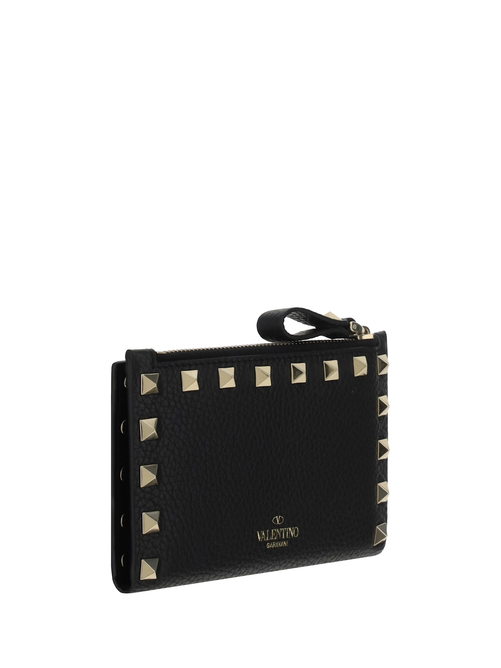 Valentino Rockstud Card Holder In Nero