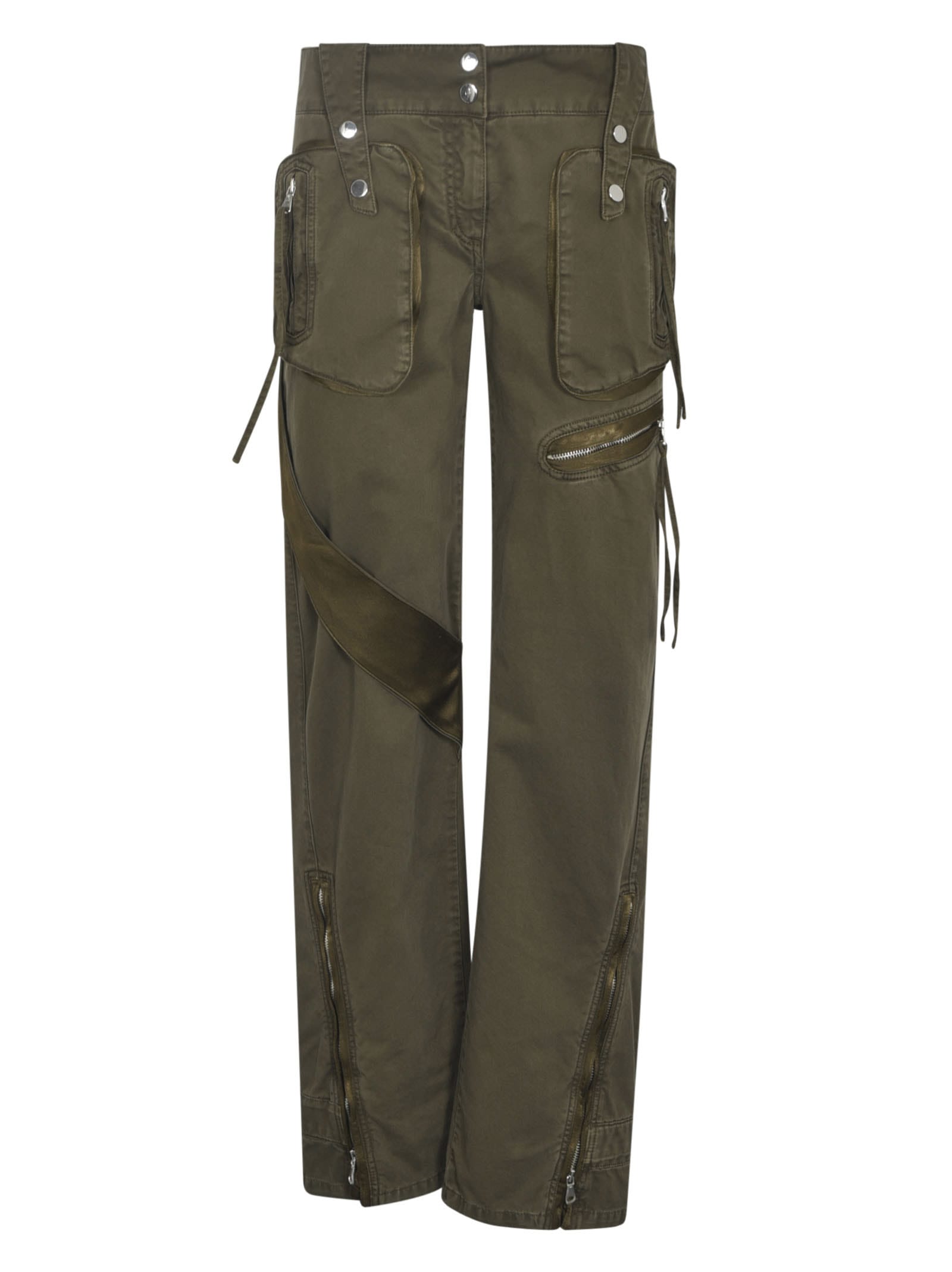 Shop Blumarine Cargo Buttoned Trousers In Military