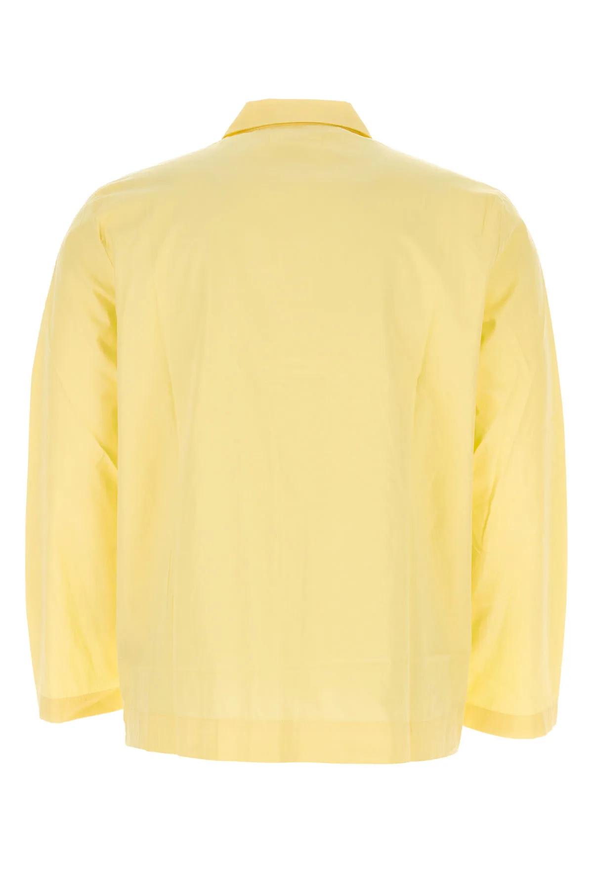 Shop Tekla Yellow Cotton Pyjama Shirt