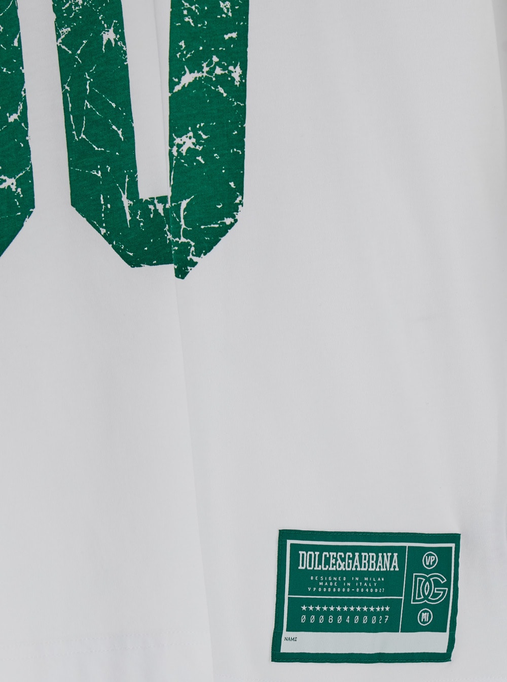 Shop Dolce & Gabbana Oversized White And Green T-shirt With Dg Milano 00 Print In Cotton Man In Bianco