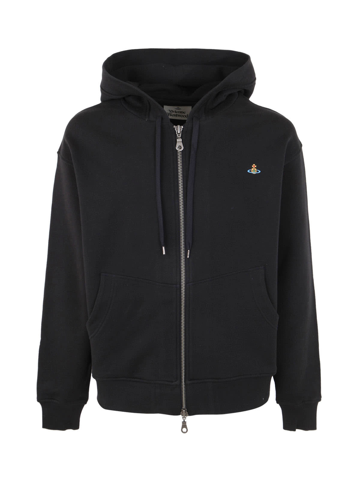Vivienne Westwood Full Zip Hoodie In Organic Cotton In Black Vivienne Westwood Full Zip Hoodie In Organic Cotton In Black