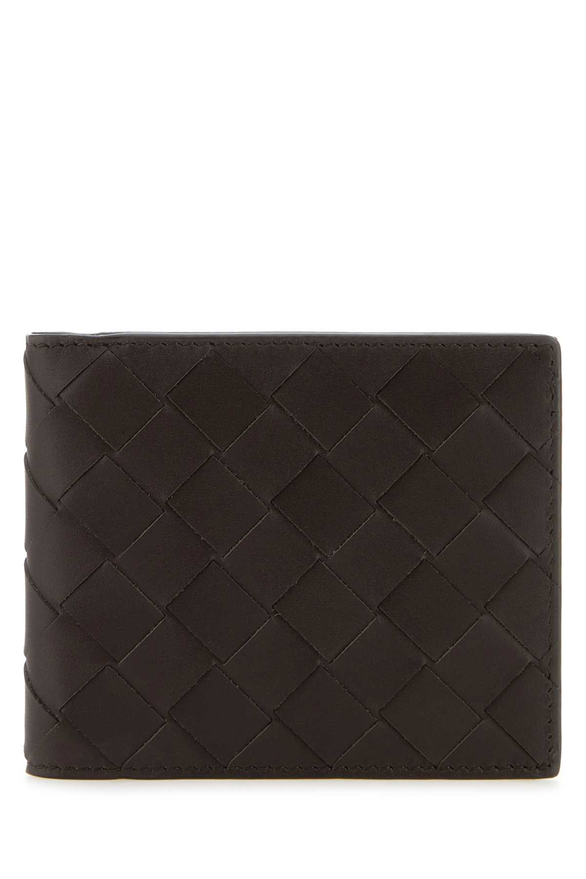 Shop Bottega Veneta Dark Brown Leather Wallet In Fondantsilver