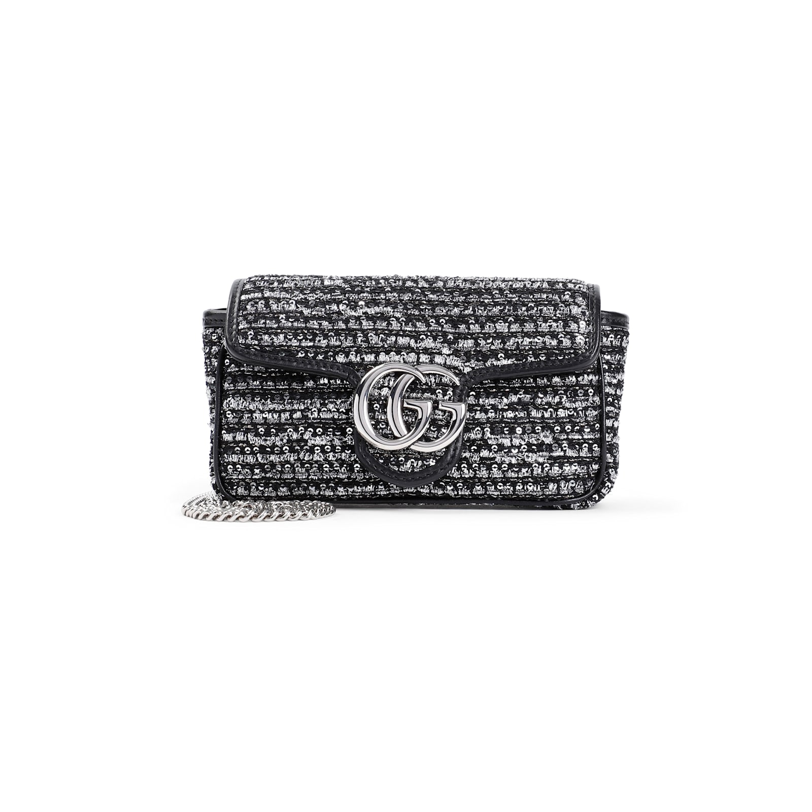 Shop Gucci Supermini Gg Marmont 2.0 Bag In Black Silver